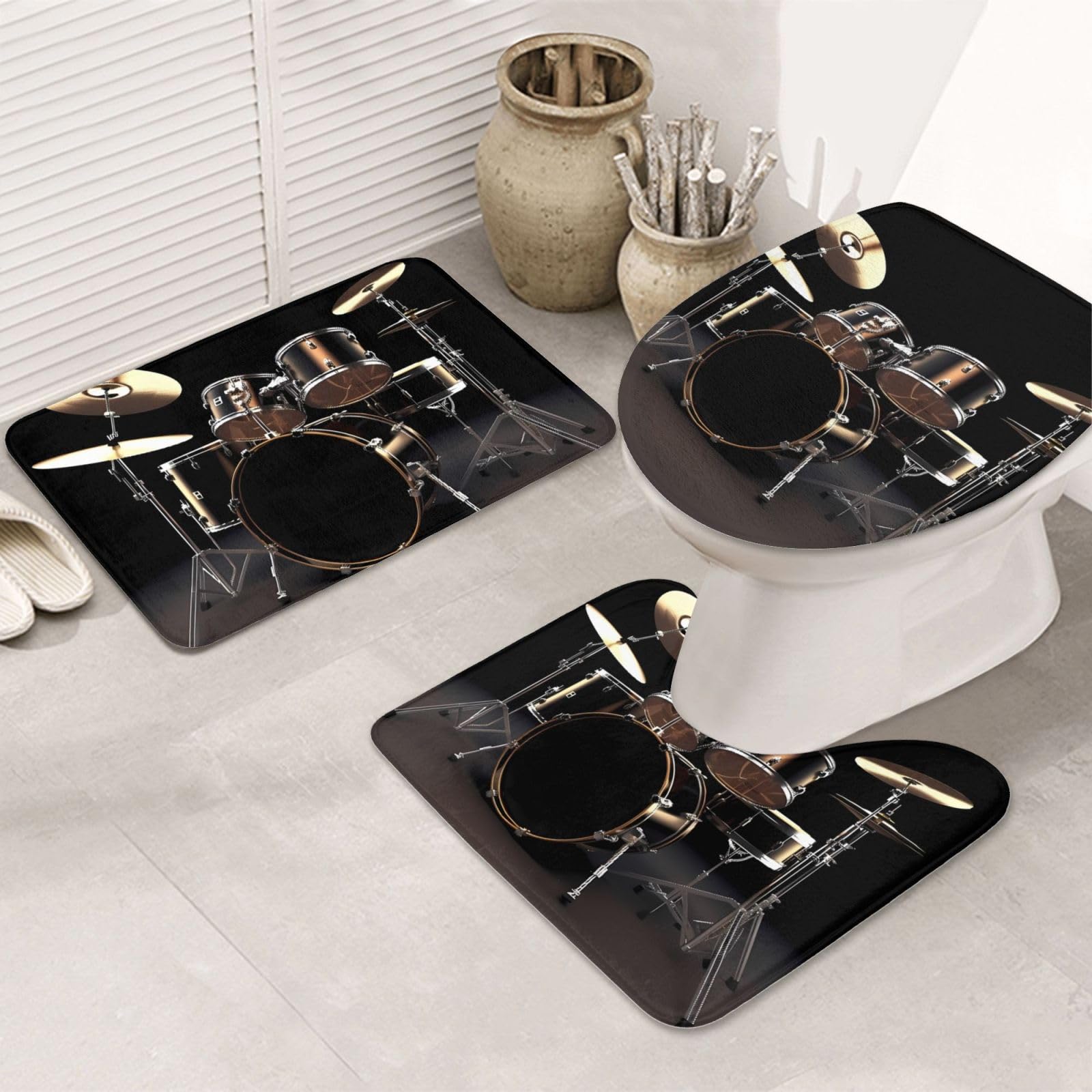 Tapis de bain antidérapants pour abattant de toilettes et sol de salle d'eau OUSIKA