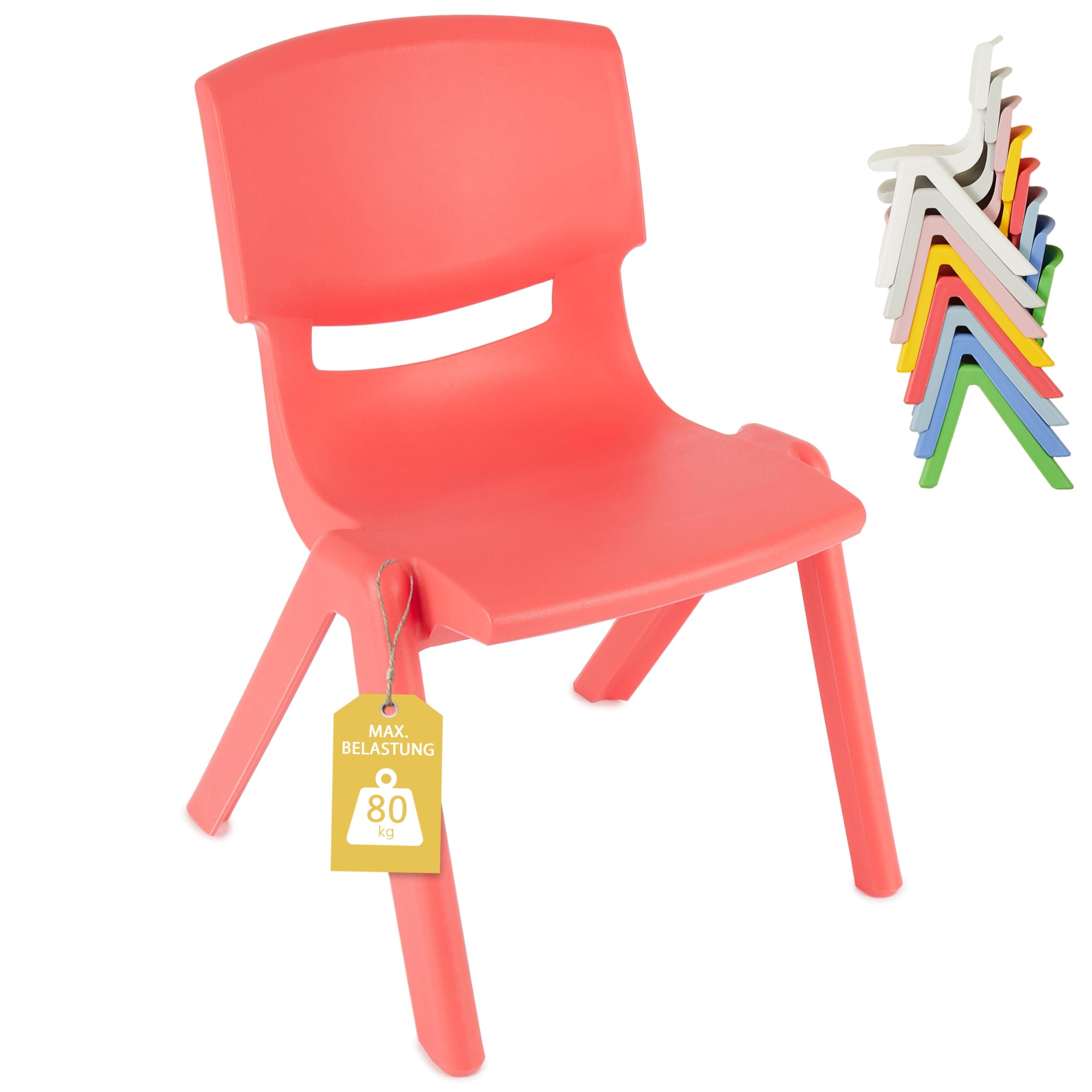 Bieco Silla para niños hasta 80 kg cargable | apilable y antivuelco | para Interior y Exterior | Silla niños Infantil Silla Escritorio Juvenil sillas de plastico Silla niño Silla plastico Infantil