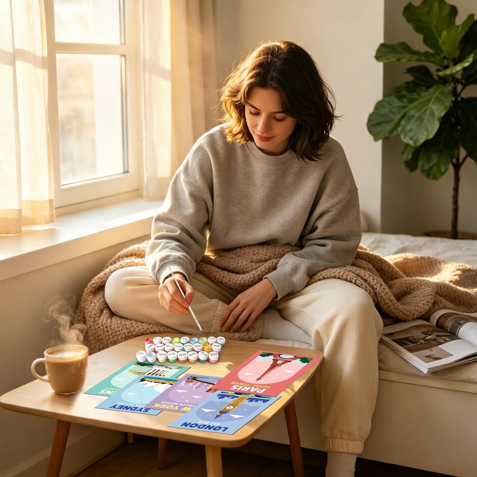 I bambini dipingono con i numeri Forniture di | Kit con pennello per dipingere con i numeri, per adulti, viaggi, compleanno, scuola, casa, asilo, bambini, ragazze e ragazzi