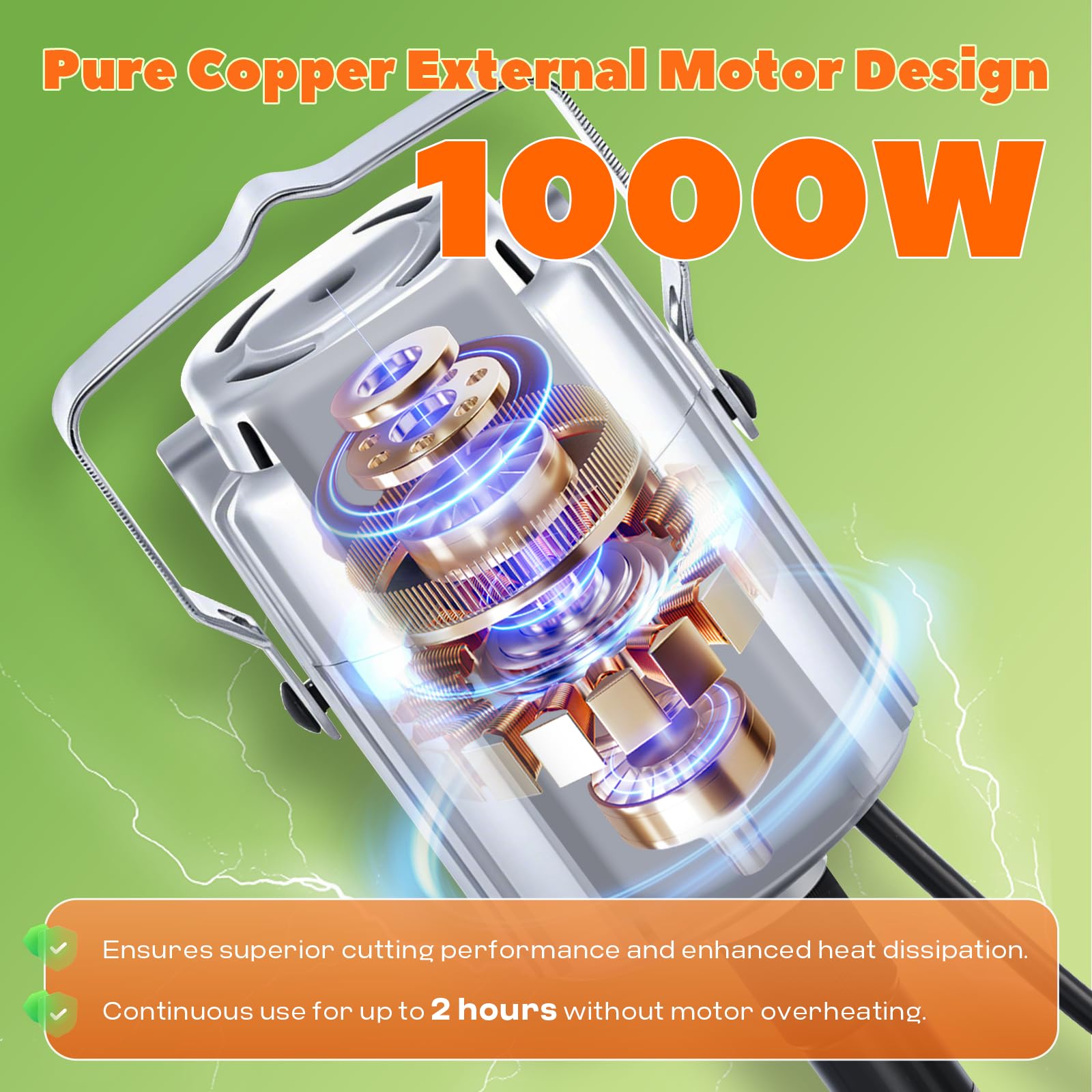 Luzirse - Forbici elettriche a sospensione professionali per pecore, 1000 W, 2800 giri/min, lame in acciaio al carbonio a 13 denti, per pecore, capra, bestiame (arancione)