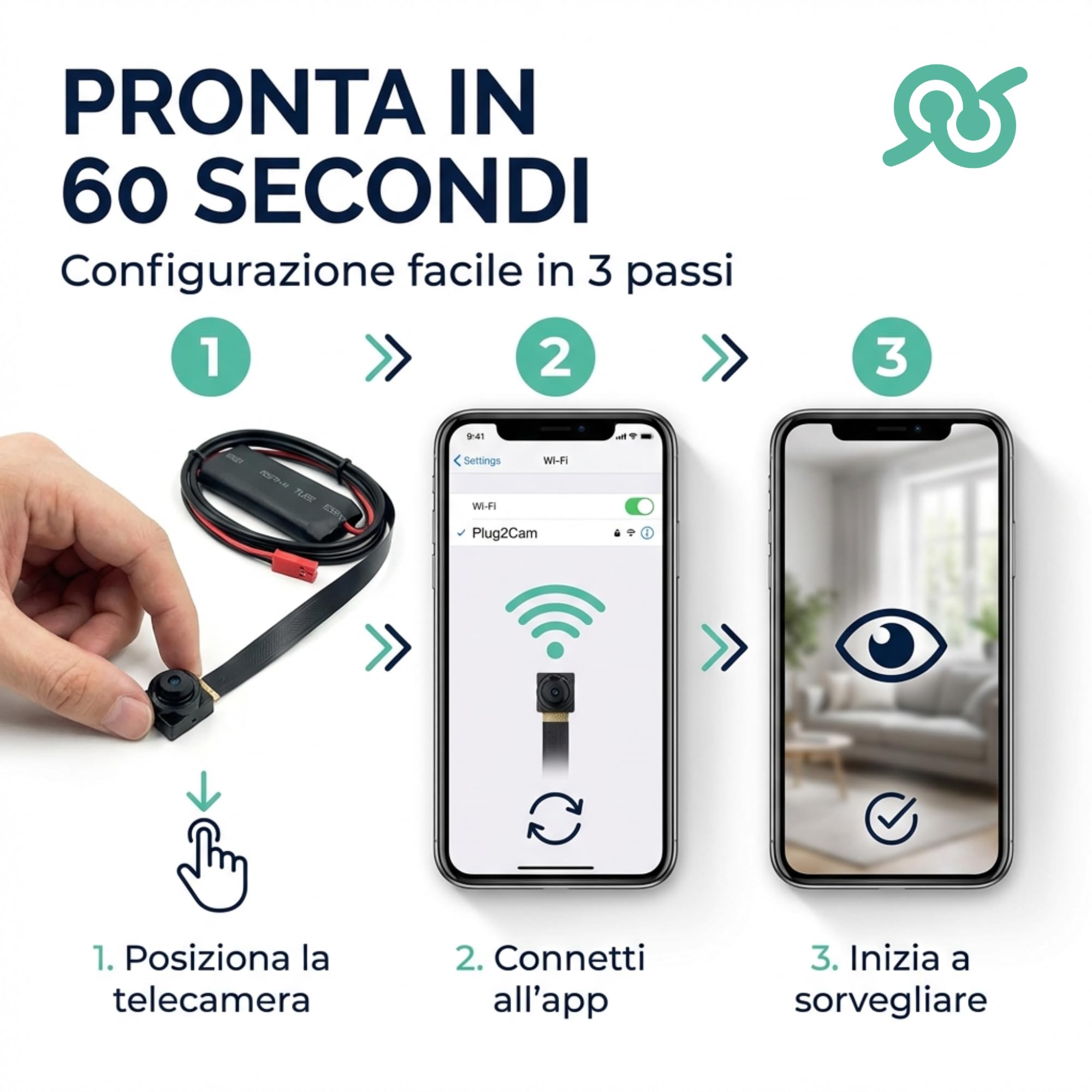 tempo di saldi Telecamera Spia Wifi Interno HD 1080p 1 x 1 x 0.5 cm - Mini Telecamera Spia Nascosta con Batteria Ricaricabile - Microcamera Spia Invisibile - Videocamera Sorveglianza Interno Wifi