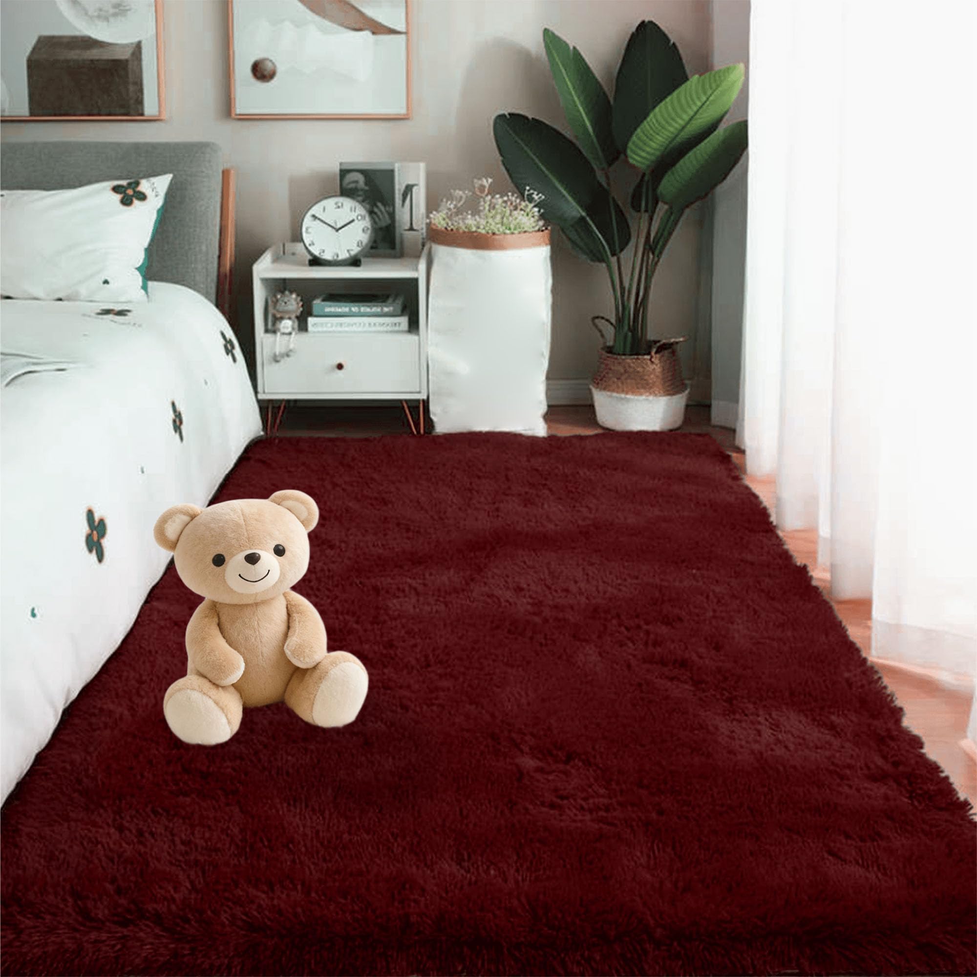 Tapis lavable et antidérapant 300x350 grand tapis de salon à poils longs