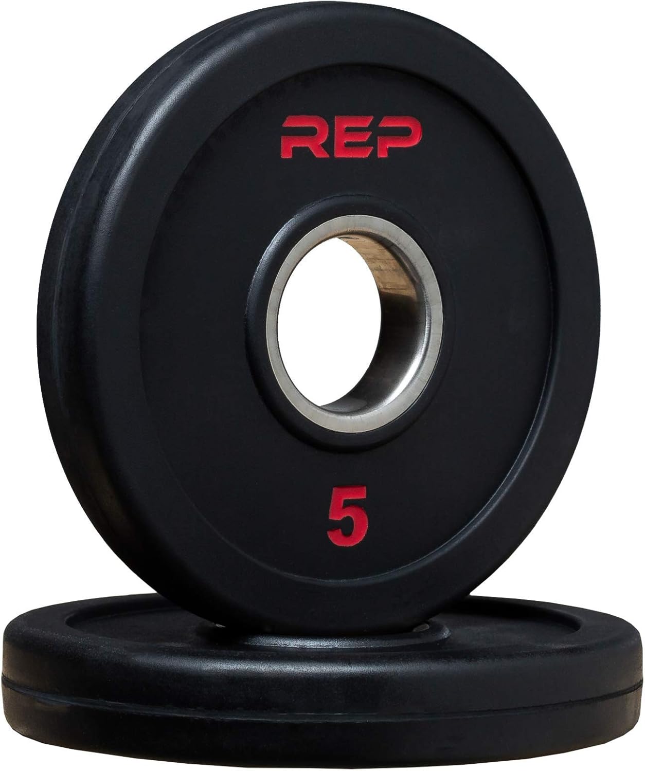 REP FITNESS – Placas olímpicas con revestimiento de goma, diseño actualizado, pesas olímpicas de triple agarre, se venden en pares y juegos..