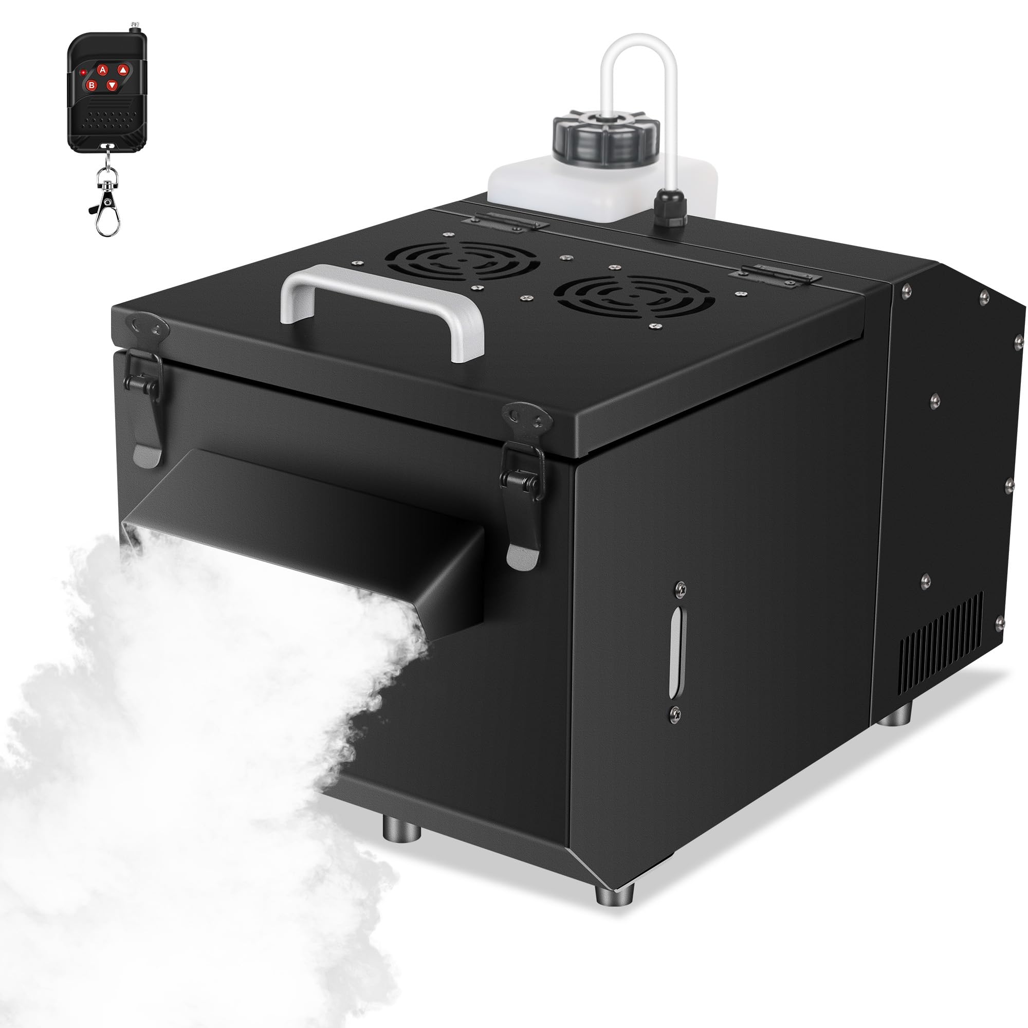 Telbum 1200W Boden Nebelmaschine mit Fernbedienung, Wasserbasierte Nebelmaschine Bodennebelmaschine, DMX 512, Manuelle Steuerung,Timerfunktion, Rauchmaschine für Hochzeit, Party, DJ, Bühne, Halloween