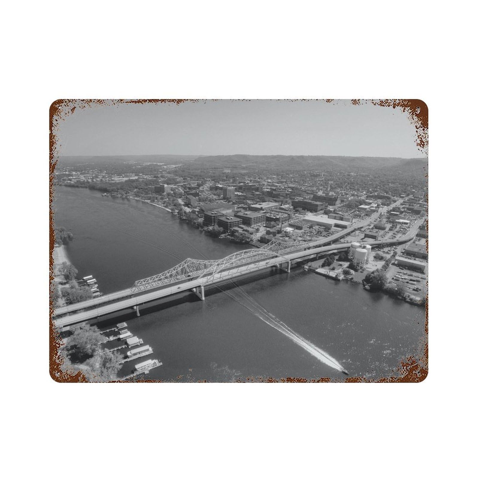 xiaoxiaoshen Black And White La Crosse Photo Wisconsin USA Wall Decor Art Metal Tin Poster Modern Home Decor Art Home Bar Shop Decorations Vintage Sign 30x40cm