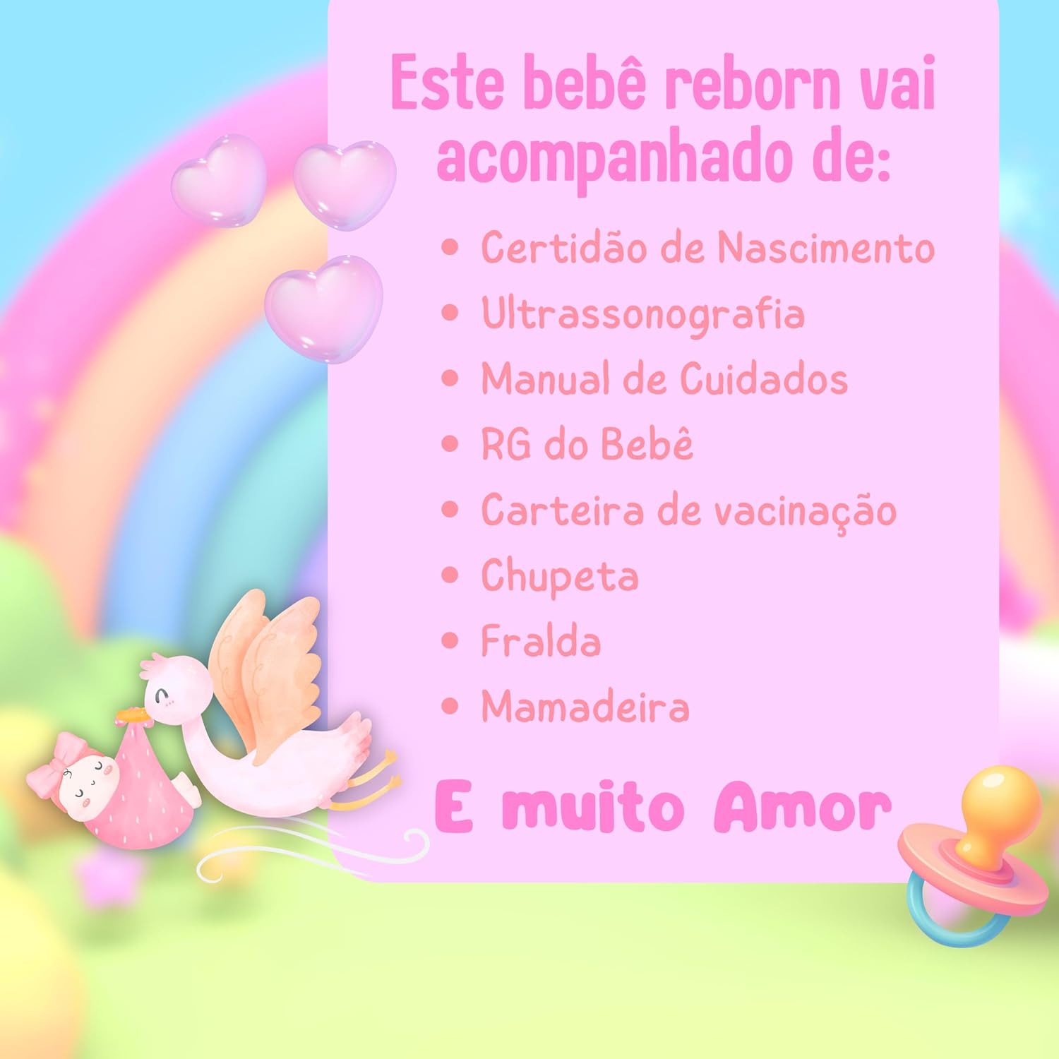 Boneca Bebê Reborn Menina Realista em Silicone com Roupinha e Acessórios Inclusos 45 cm (Roupa Rosa)