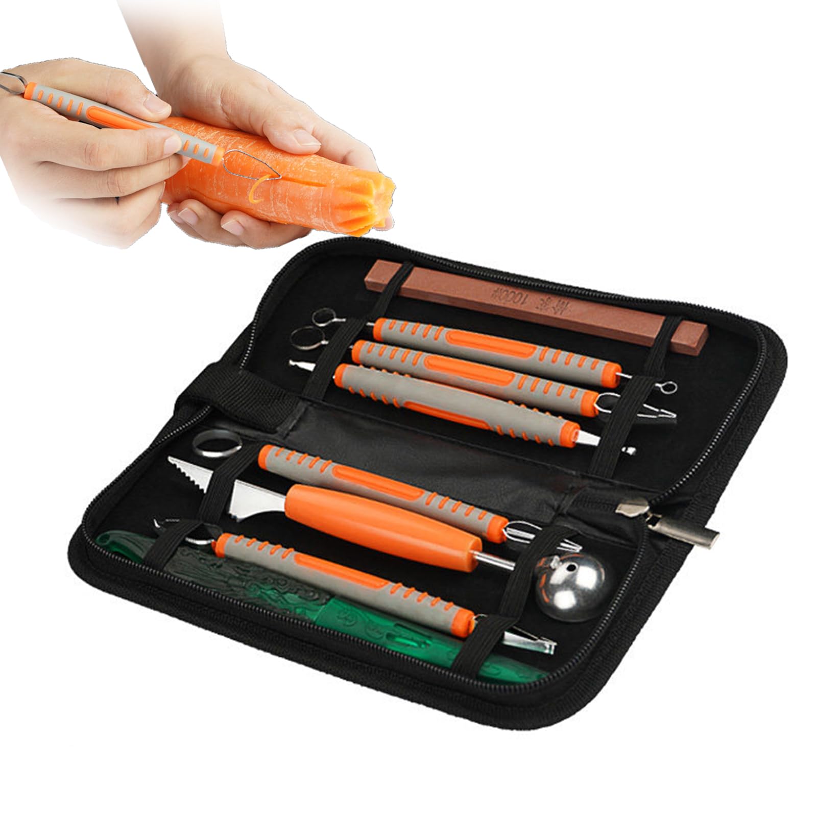 Mallette d'outils de sculpture culinaire COYEUX avec pochette de rangement en cuir