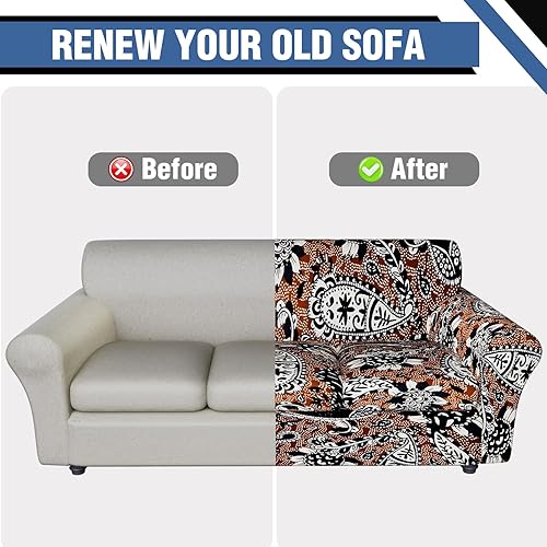 Miniatura 7 de Fundas elásticas para sofá de 3 cojines separados, funda de sofá con estampado floral, funda de sofá lavable, protector de muebles apto para