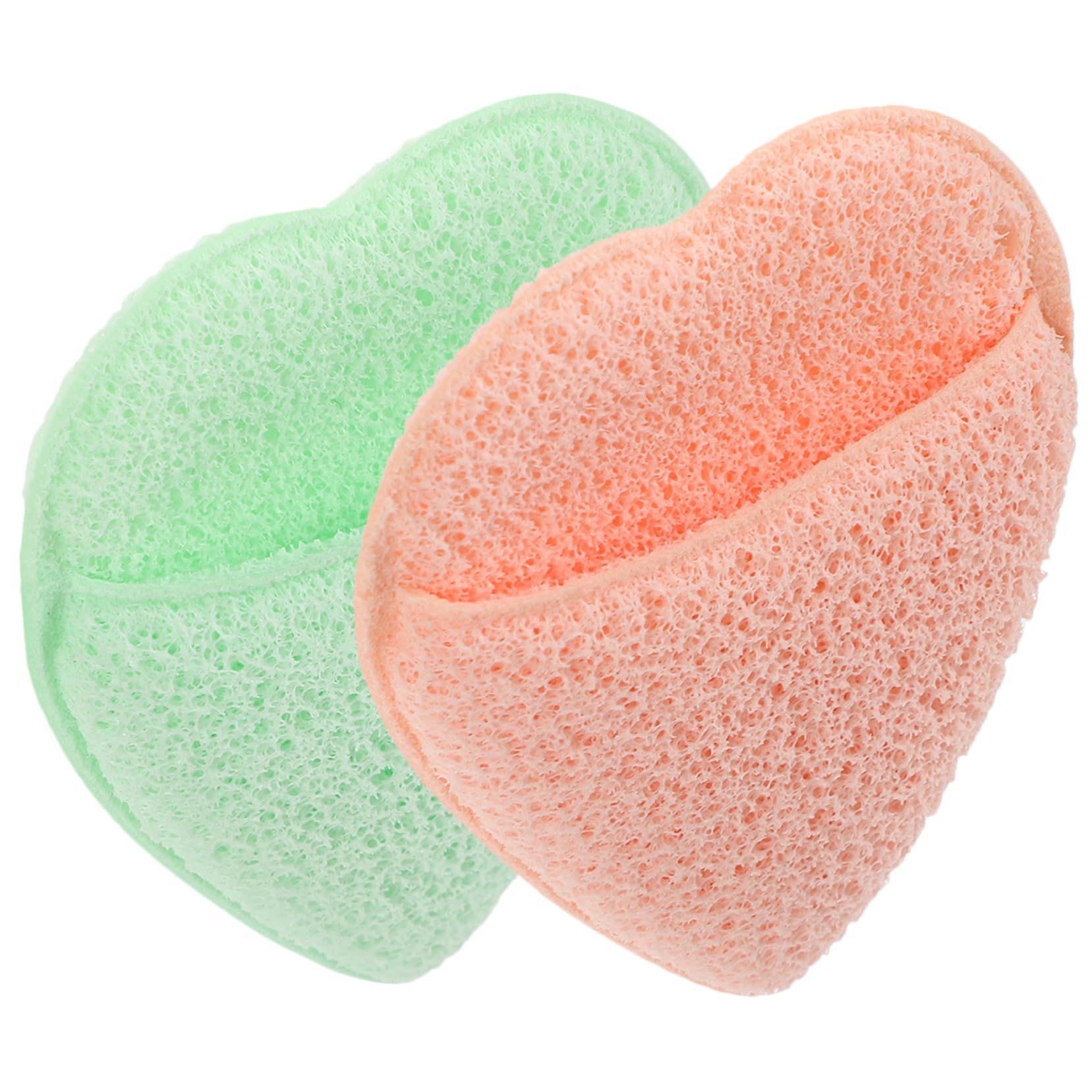 FRCOLOR 2Pcs Facial Sponges for Cleansing Ergonomic Face Scrubber Gloves for Exfoliating Makeup Removal and Pore Cleansing Heart Heart