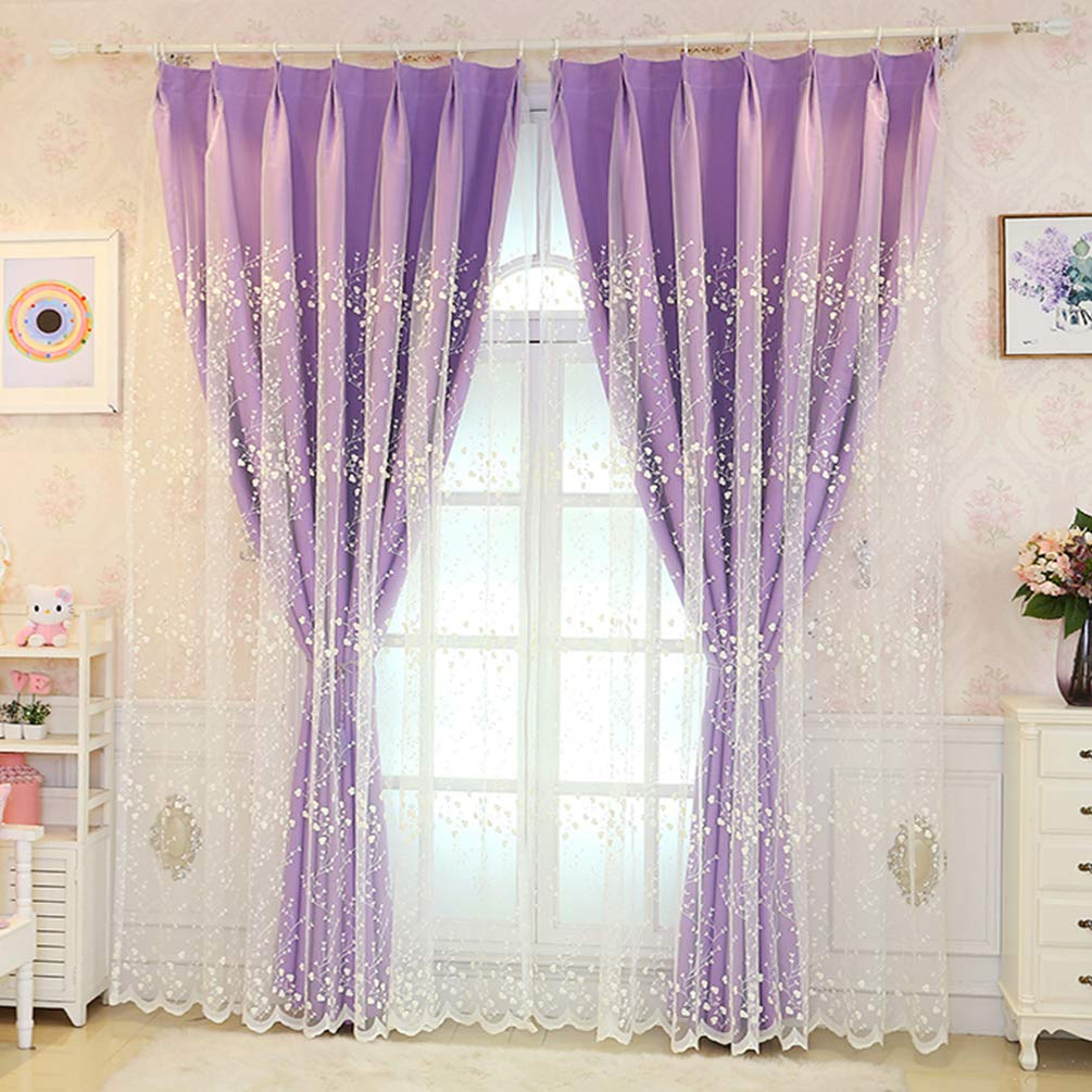 Rideau occultant double couche avec tulle occultation totale et dentelle