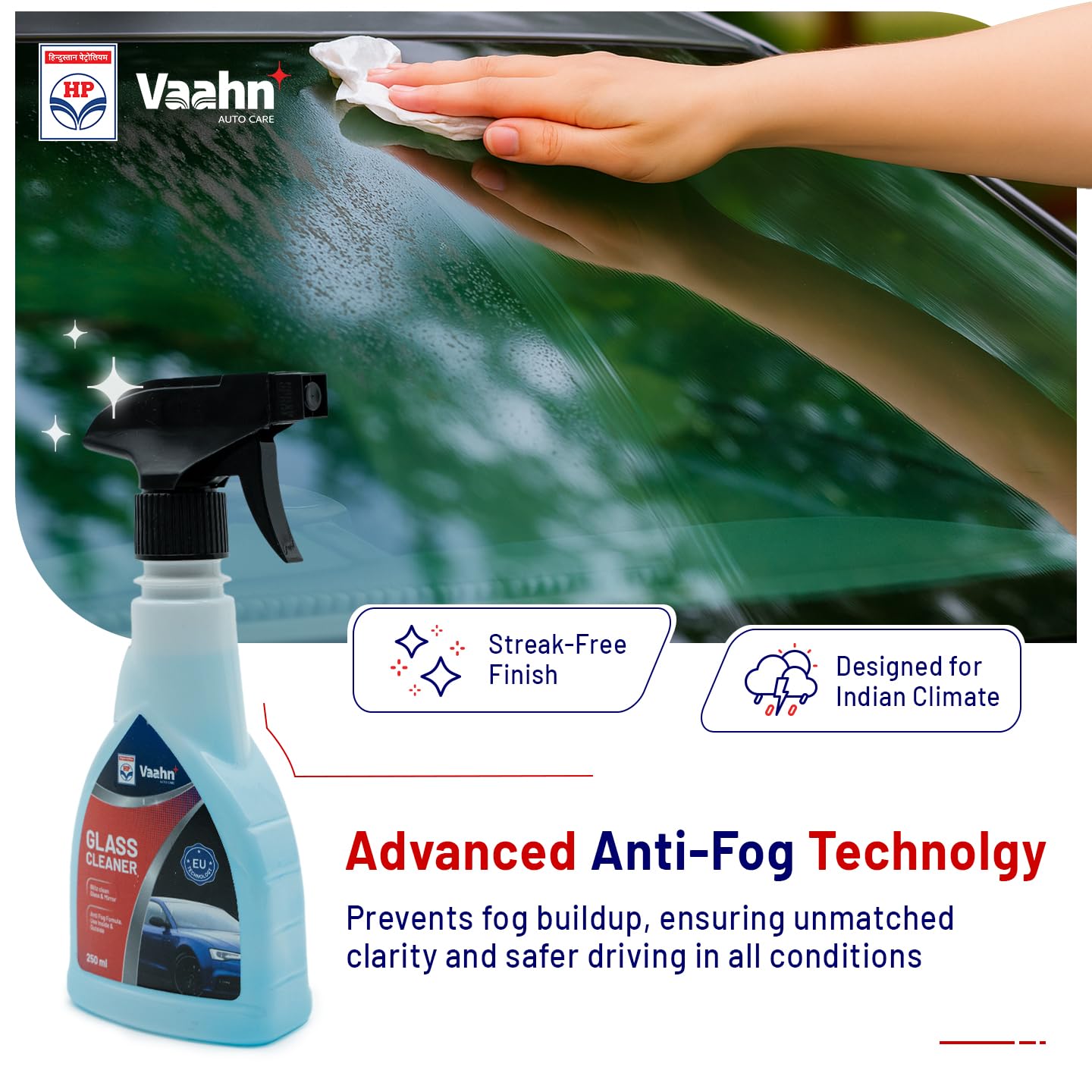 HP Vaahn Total Car Grooming Kit – Car Shampoo, Interior Cleaner, Glass Cleaner, All Purpose Shiner, Tyre Shiner & Microfiber Cloth Pack of 3 | Complete Car Detailing Combo - Image 6 thumbnail