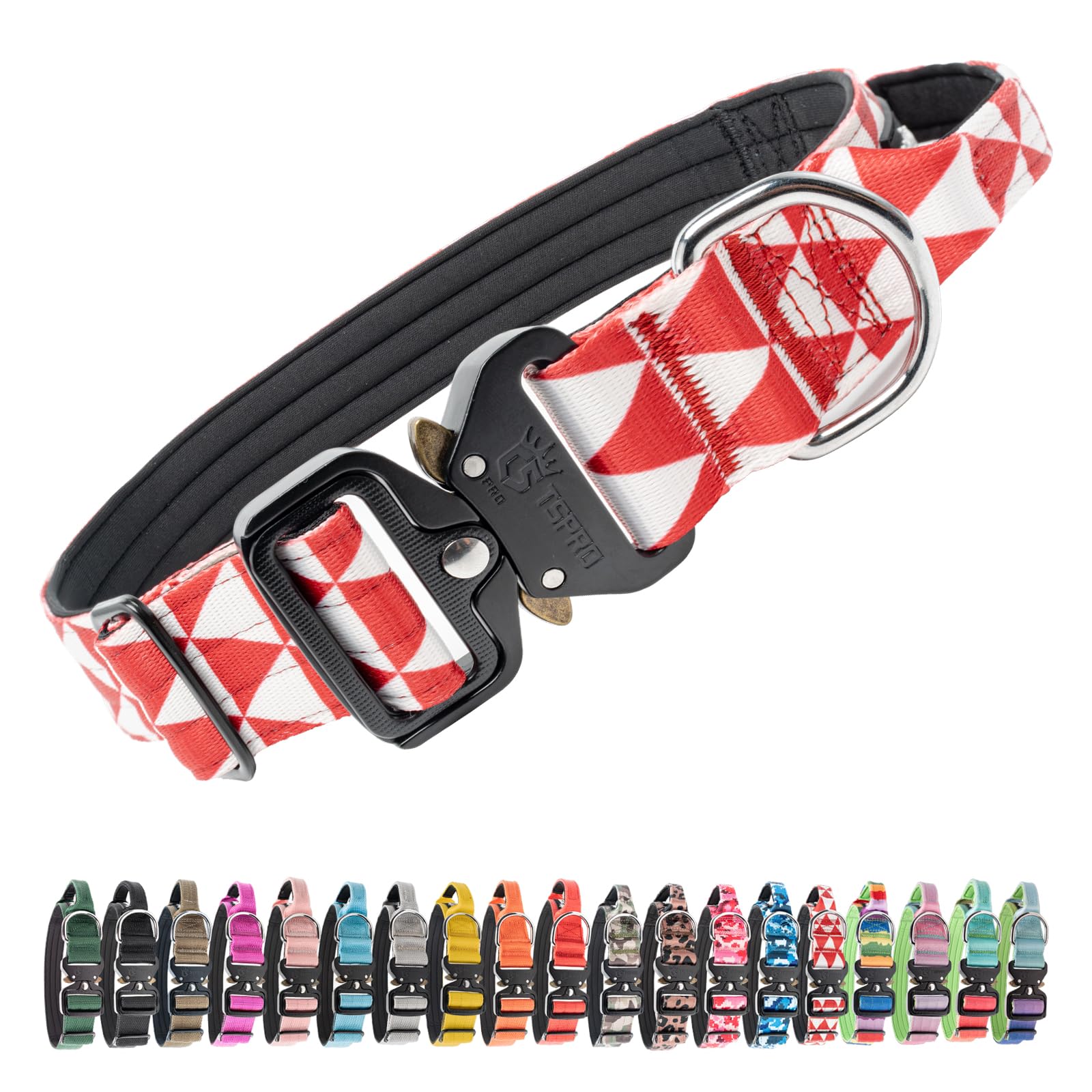 TSPRO Tactical Premium Dog Collar with Handle & Heavy Duty Quick Release Metal Buckle