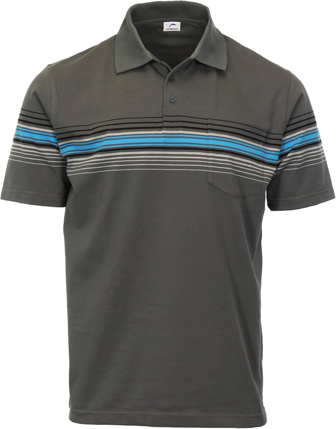 Gioberti Mens Multiple Stripe Polo Shirt with Pocket
