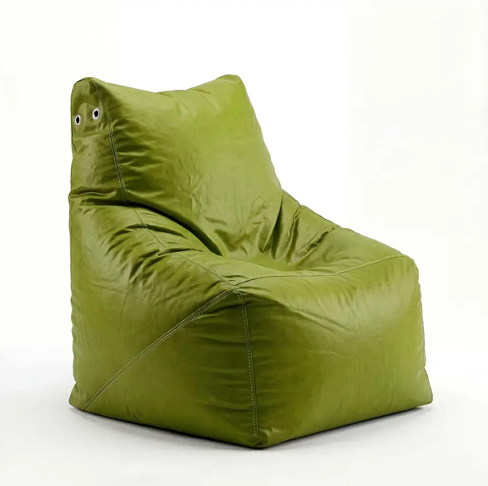 Puff Americano com Enchimento, Courino Premium, Impermeável, Confortável, Ergonômico, para Sala, Quarto Gamer, Home Office, Escritório (Verde Limão)