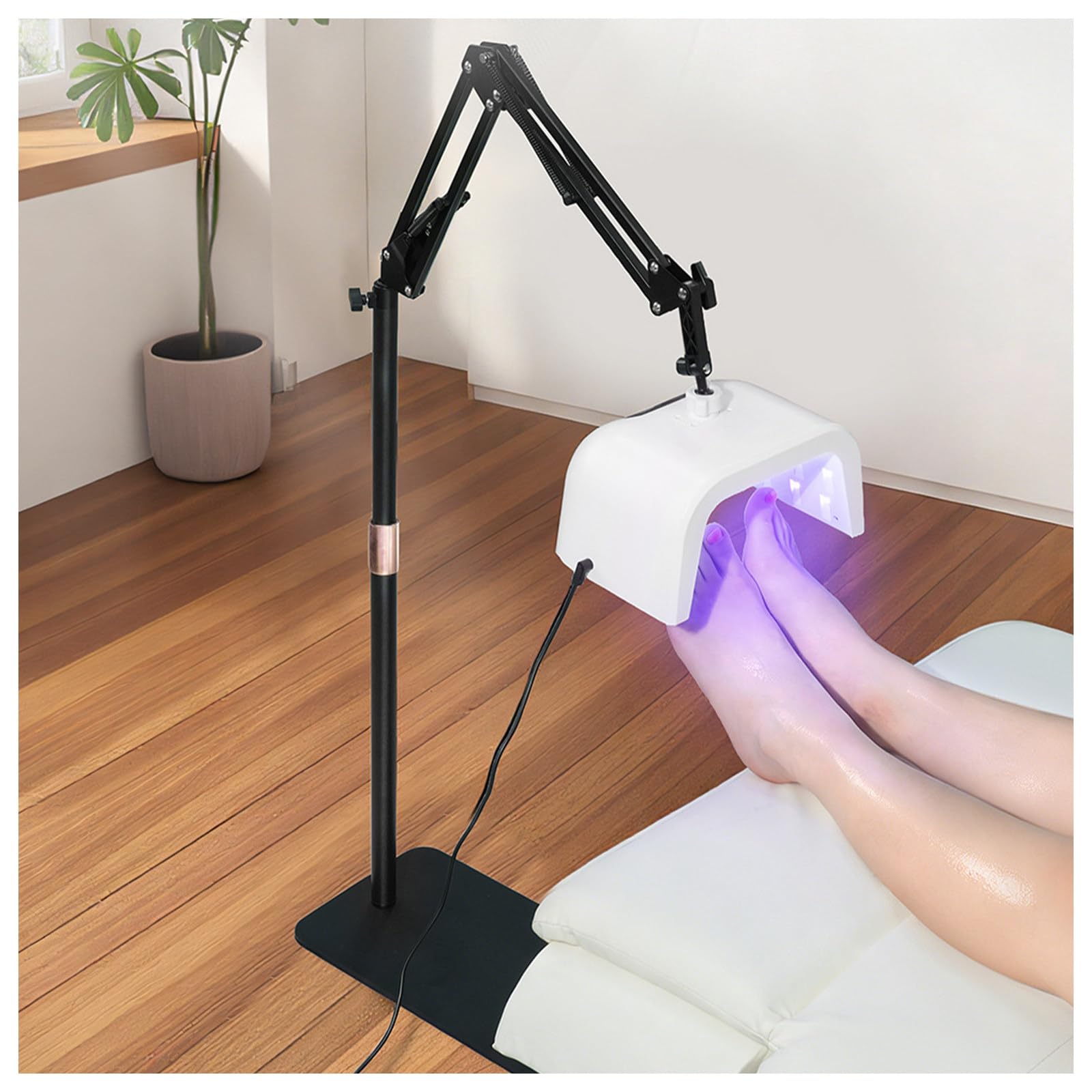 Suszarka do Paznokci ze Stojakiem, Lampa UV do Stóp i Żelu do Pedicure | Stojak z Regulacją Kąta Zapewnia Precyzyjne Światło, Moc 48 W, 33 Diody LED, 4 Timery i Czujnik IR do Łatwej Obsługi