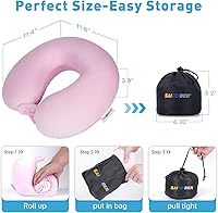 Vista 6 de SAIREIDER Almohada cervical de viaje 100% espuma viscoelástica, el soporte para avión evita que la cabeza se caiga hacia adelante, accesorios