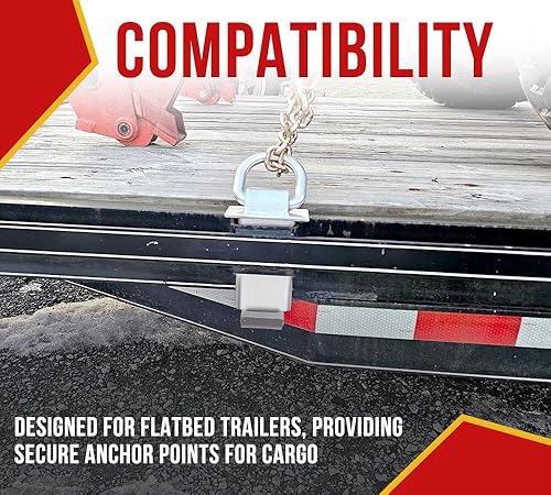 Vista 36 de Mytee Products Anillo en D de bolsillo de estaca ajustable resistente con pasador de enganche de 1/2 pulgada, WLL 5400 libras y 4 agujeros para Negro