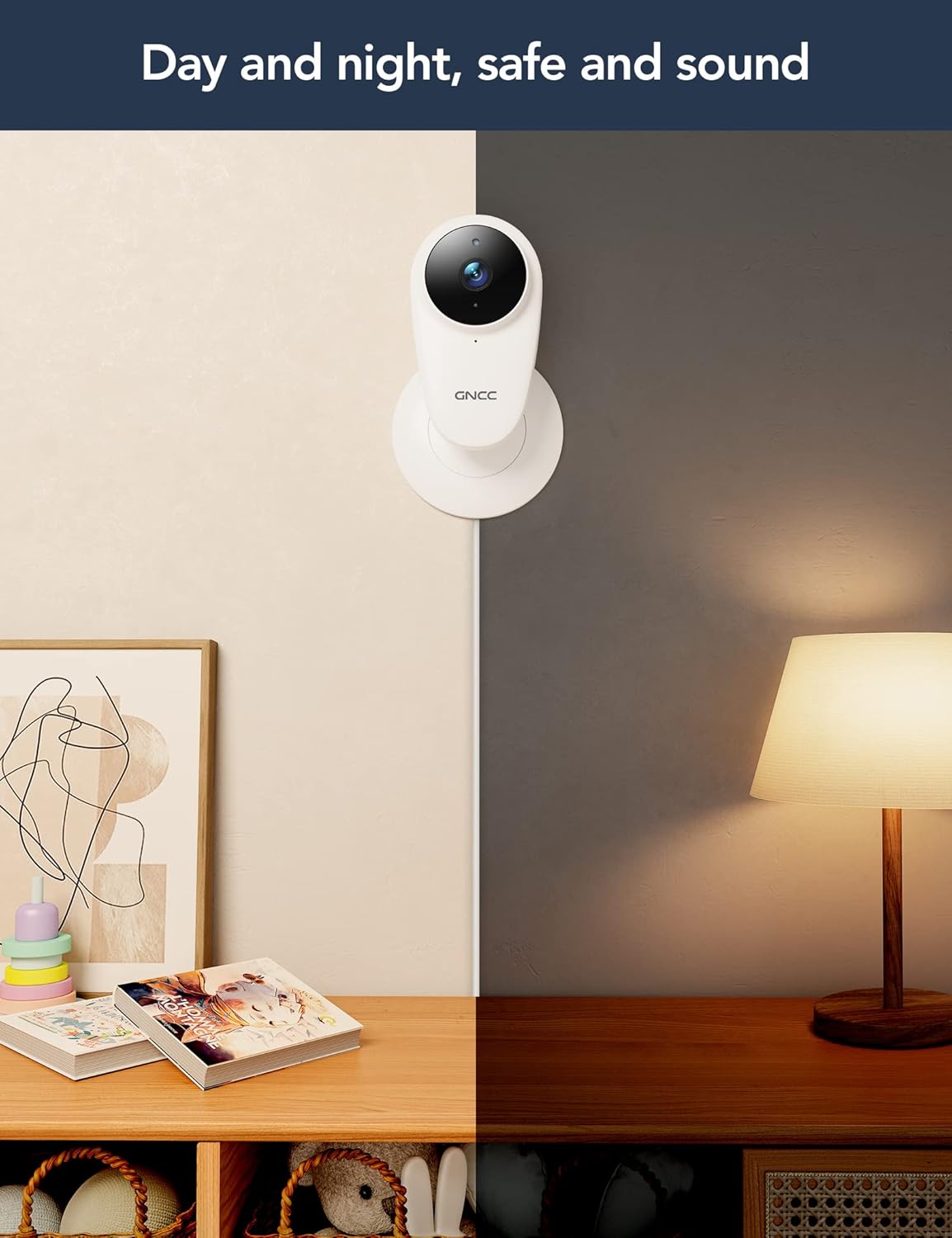 GNCC C1Pro Baby Monitor showing day and night vision capabilities