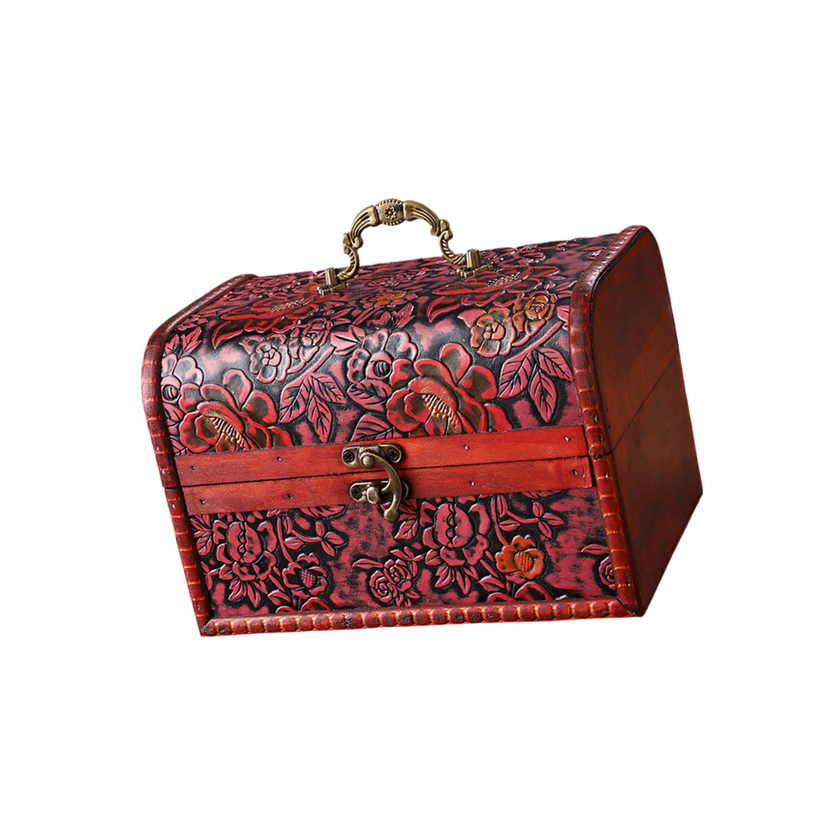 Msioytog Antique Wood Jewelry Box Featuring Clasp for Decorative Storage and Valuables Protective Jewelry Box
