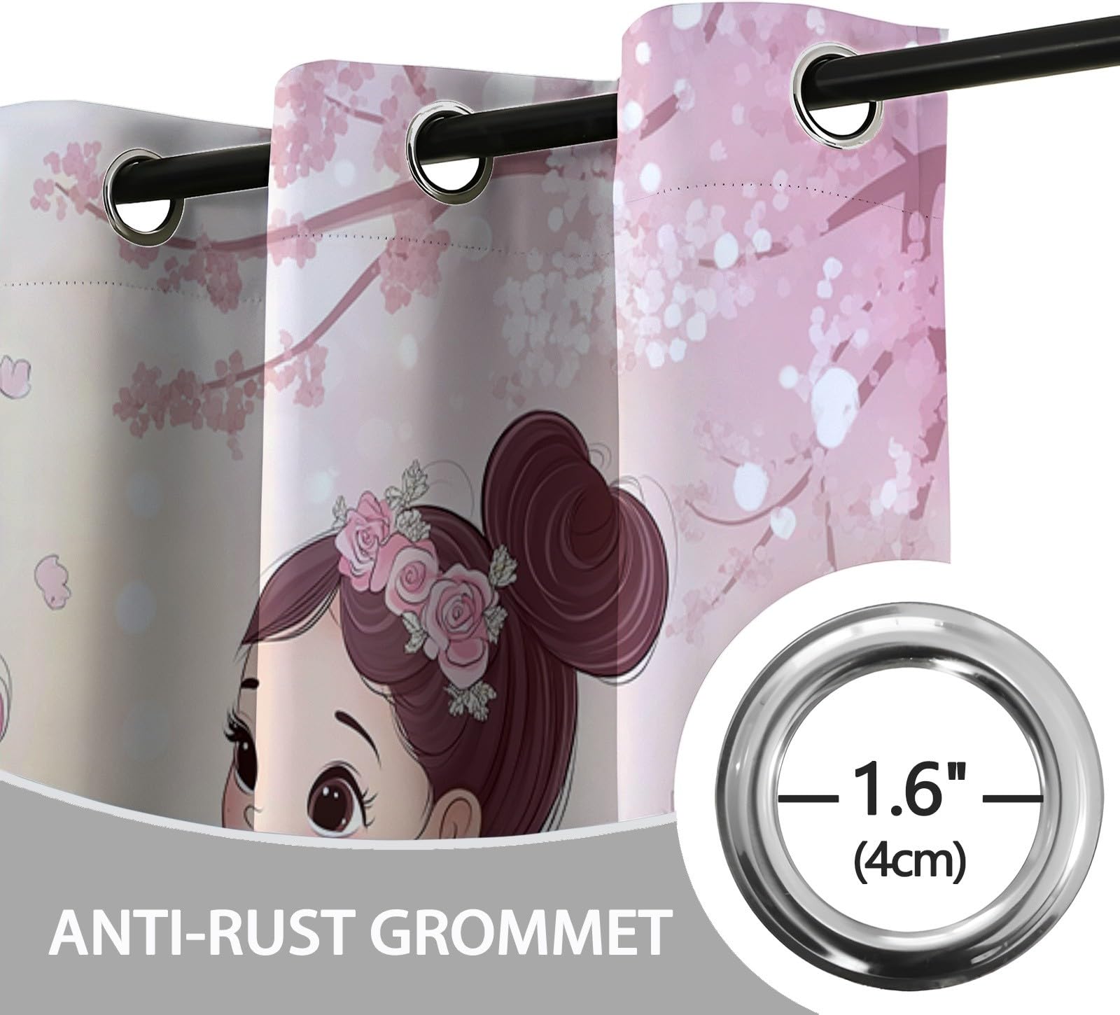 Générique Rideau Occultant Thermique Fille Ballerine De Dessin Animé avec Une Licorne L 140 X H 245 cm Rideau Occultant Opaque imprimés en 3D, Oeillets Lot de 2 Isolant Chambre Enfant