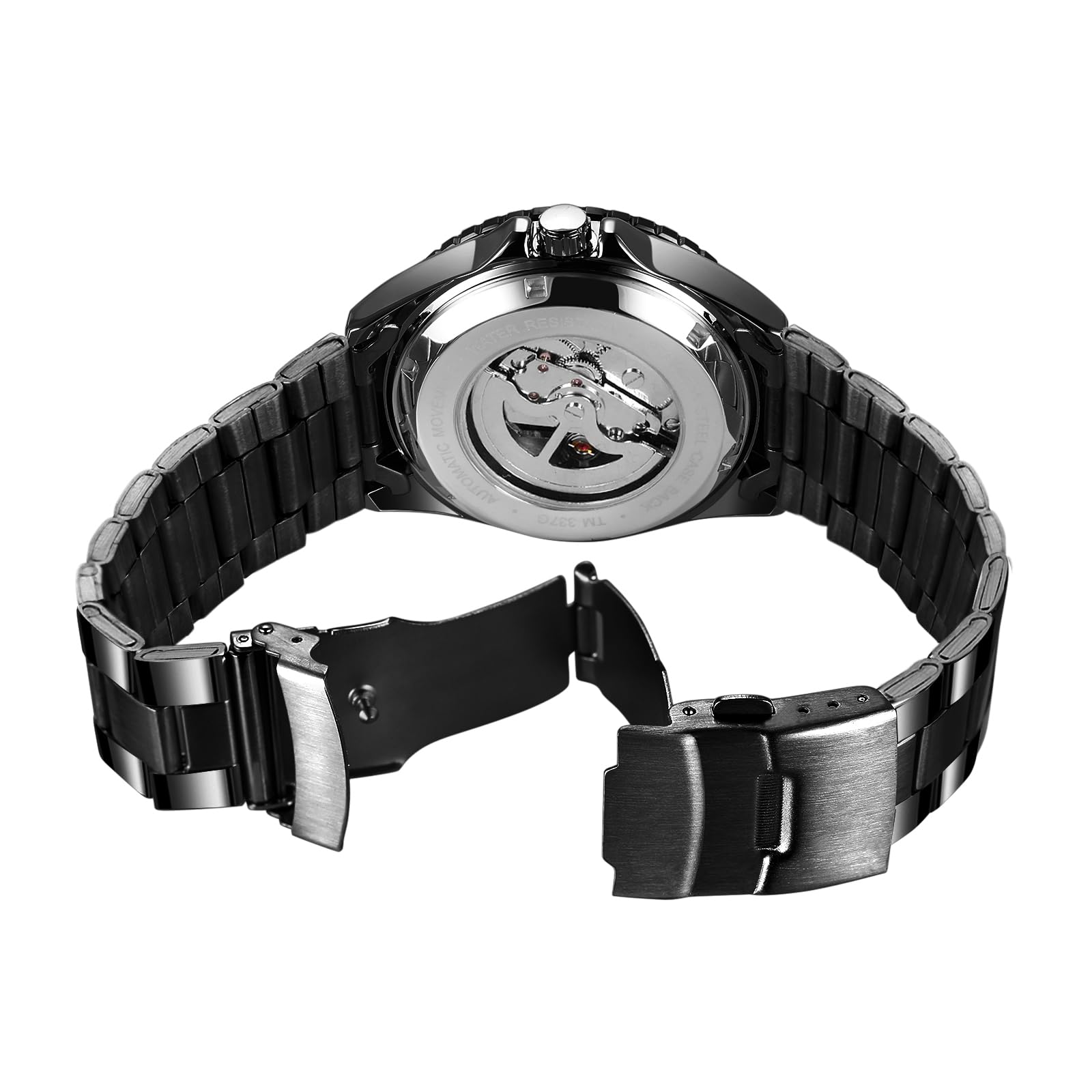 FORSINING Herren Vintage Wasserdicht Automatik Sport Uhr Edelstahl Kalender Leuchtende Schwarz Kollektion Uhr, Schwarz , Vintage