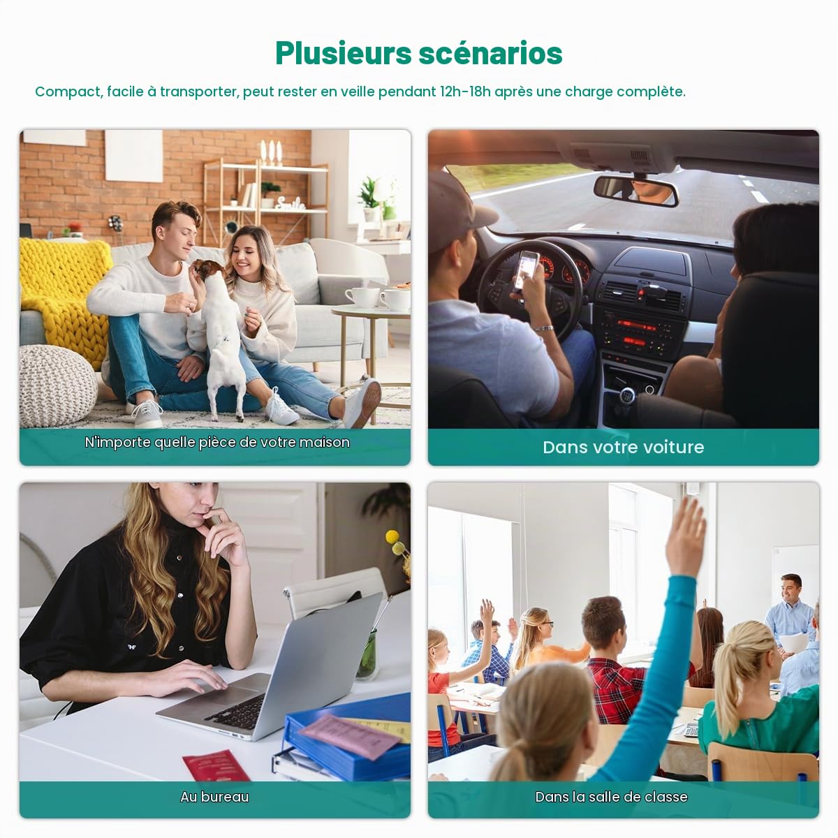 Moniteur de qualité de l'air intérieur,détecteur de CO2,testeur de température+humidité avec capteur NDIR,testeur numérique Portable pour la Maison et Les Voitures de dioxyde de Carbone