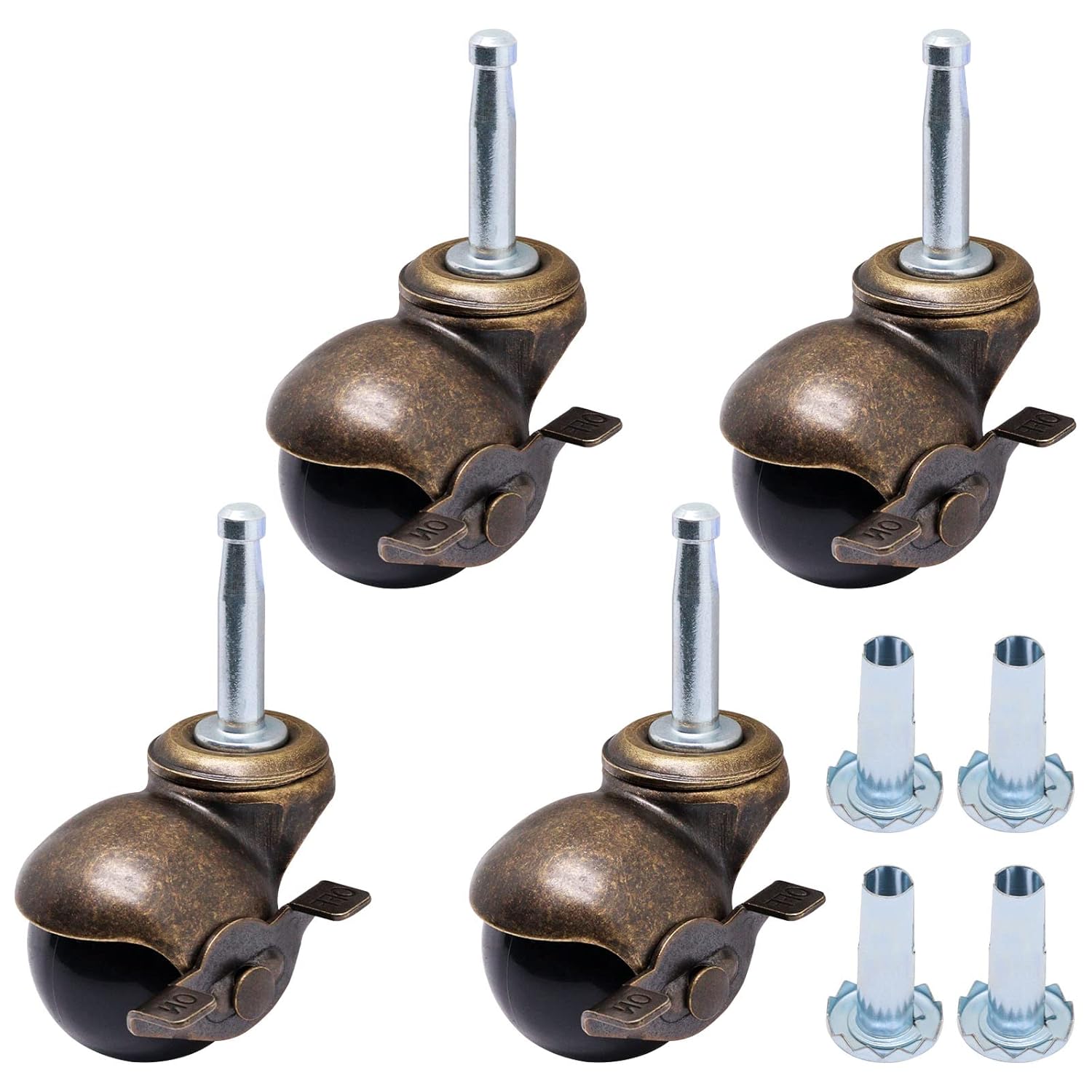 SWZHAI 1.5 Inch Ball Casters Set of 4, Antique Caster
