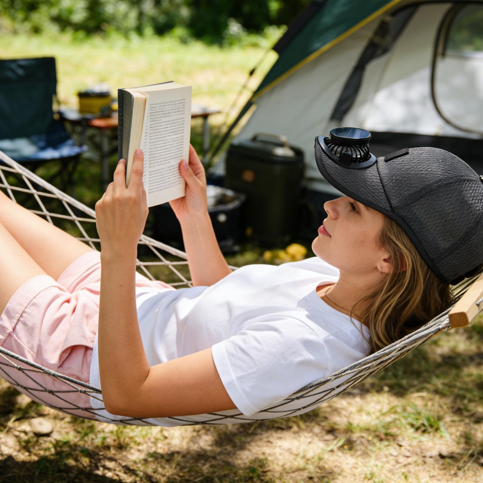 Cappello da baseball a energia solare, ricaricabile tramite USB, 3 velocità