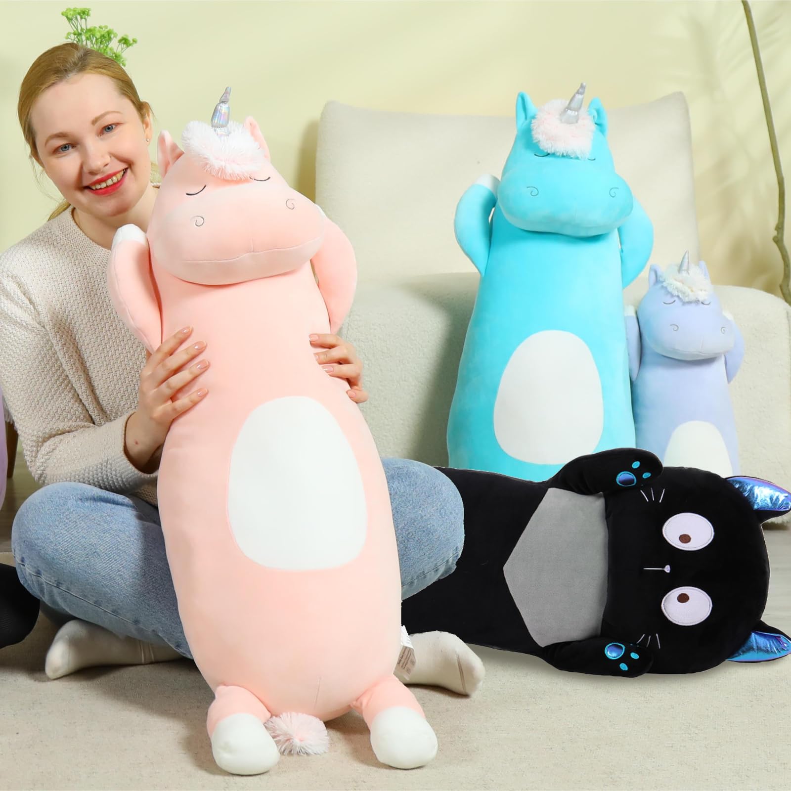 Morismos Big Unicorn Body Pillow 36 Plush Unicorn Stuffed