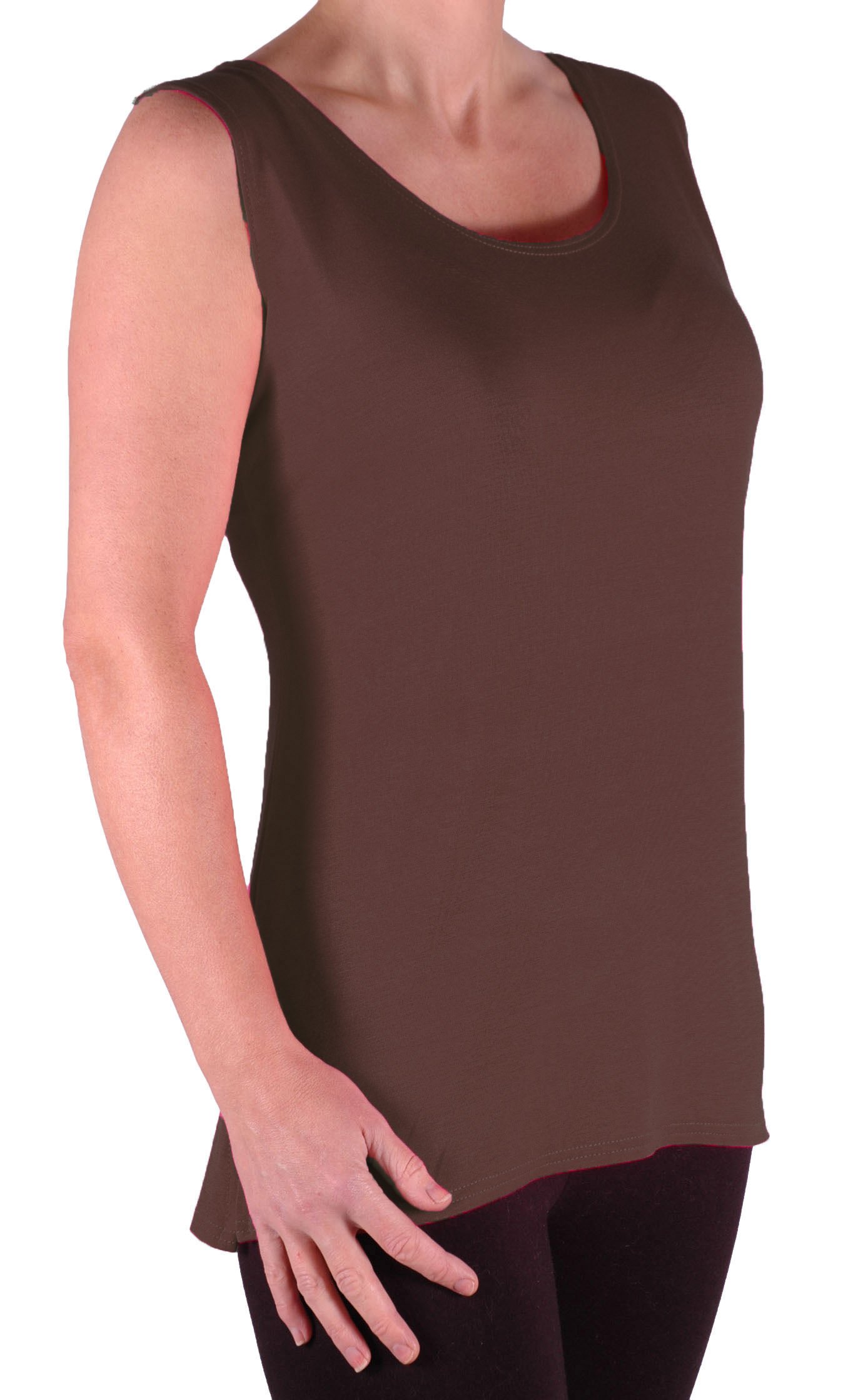 EyeCatch TM - Virginia Womens Cami Top Ladies Plus Size Long Camisole Vest Brown Size 30/32