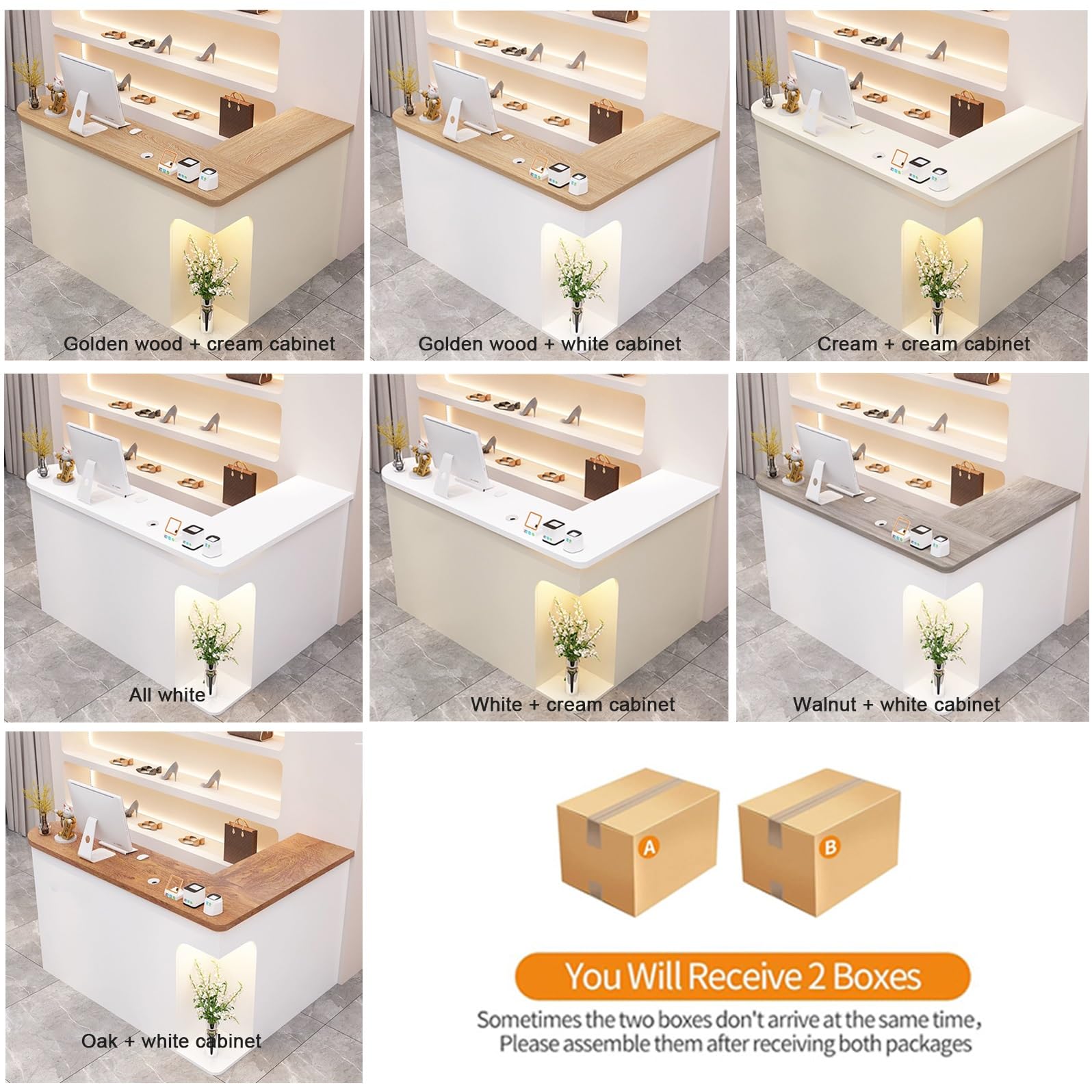 QWEASDF Bancone Reception Moderno，Bancone Cassa Piccolo e Moderno ， Piccolo Banco Cassa ，Banco Reception Parrucchiere Moderno Tavolo，per Negozi, Centri estetici Parrucchieri(D,L120CM/L47.2IN_L)