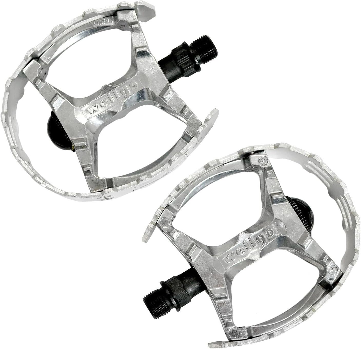 Wellgo Old School BMX MTB XC-II Bear Trap 9/16" Bicycle Pedals, Silver, WE2964