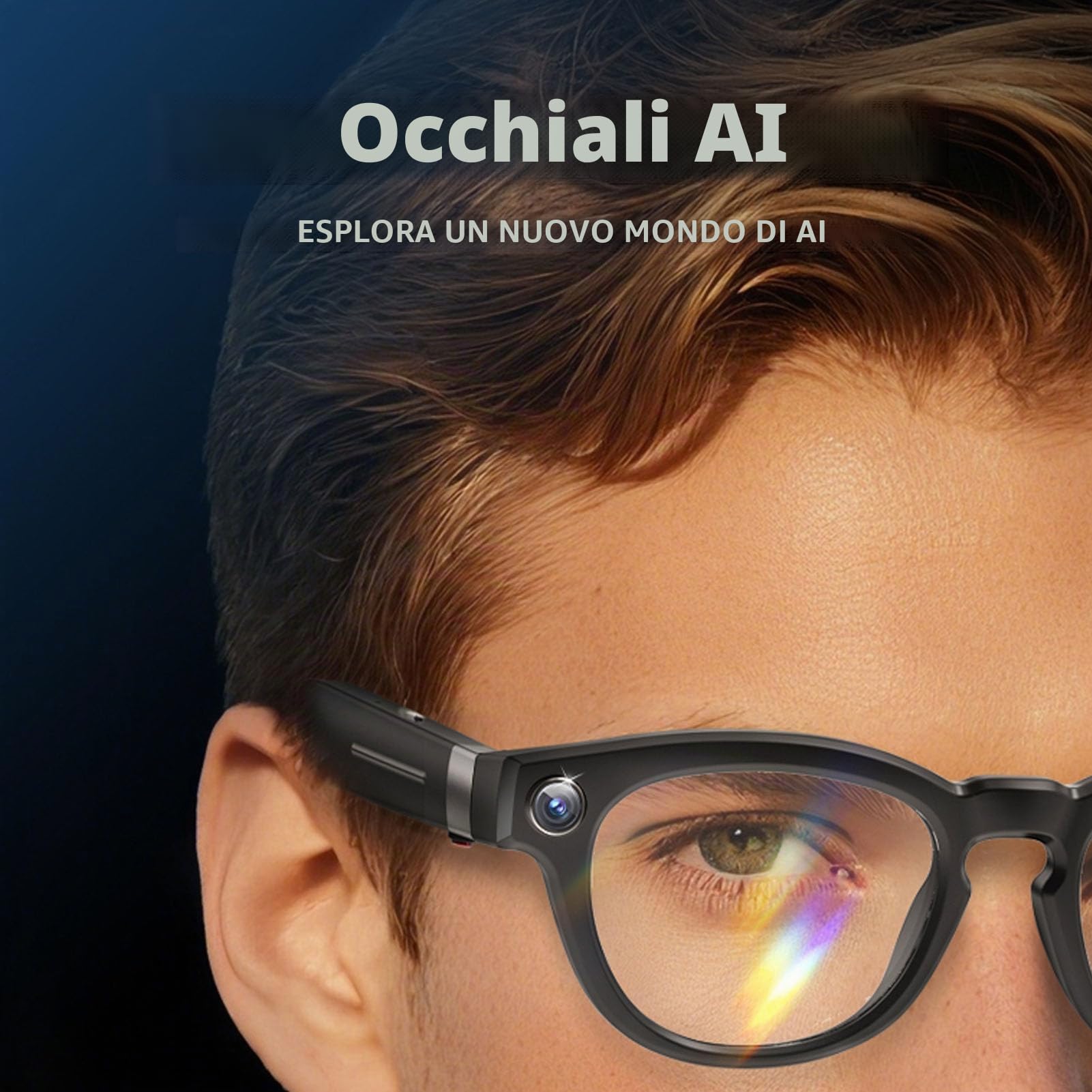 Bewinner AI Smart Glasses con Traduzione in Tempo Reale, Bluetooth 5.3, Lenti Fotocromatiche, Auto On Off, Occhiali da Sole Intelligenti per le Riunioni di Viaggio Business