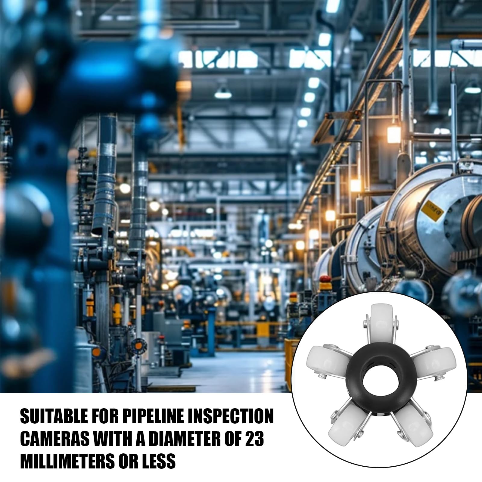Ruota Guida da 90 mm con Ghiera Protettiva per Telecamera di Ispezione Fognature da 23 mm Accessorio Professionale per la Pulizia e Manutenzione di Tubazioni Alta Durabilità e Facile Installazione