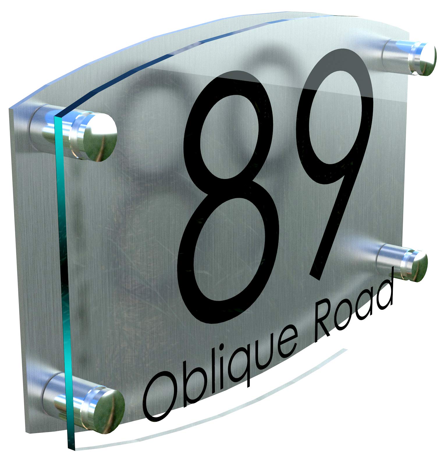 MODERN HOUSE SIGN PLAQUE DOOR NUMBER STREET GLASS EFFECT ACRYLIC ALUMINIUM NAME