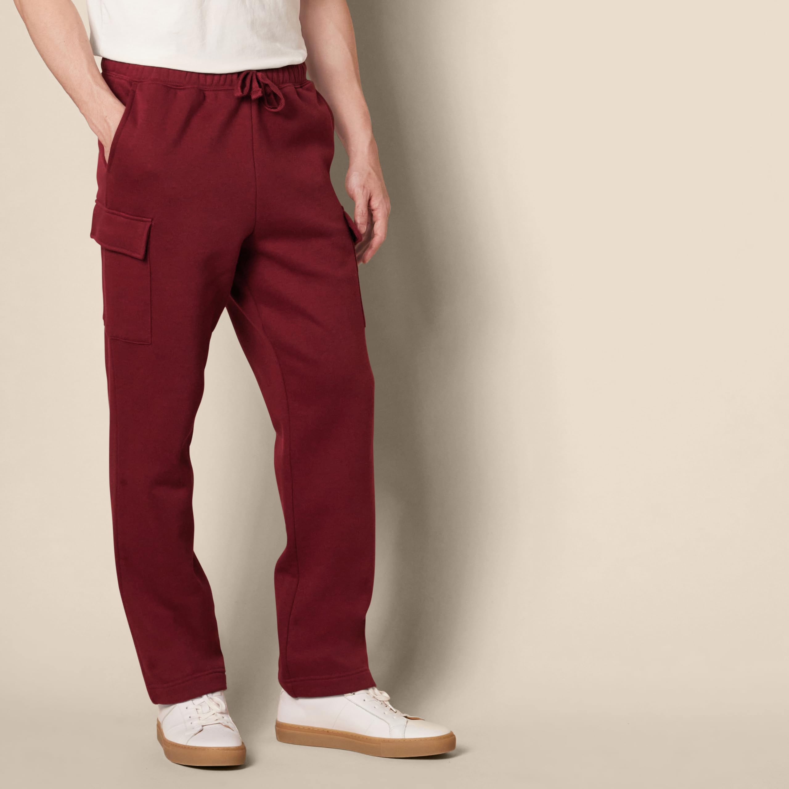 Amazon Essentials Uomo Pantaloni Tuta Cargo in Pile con Orlo Aperto