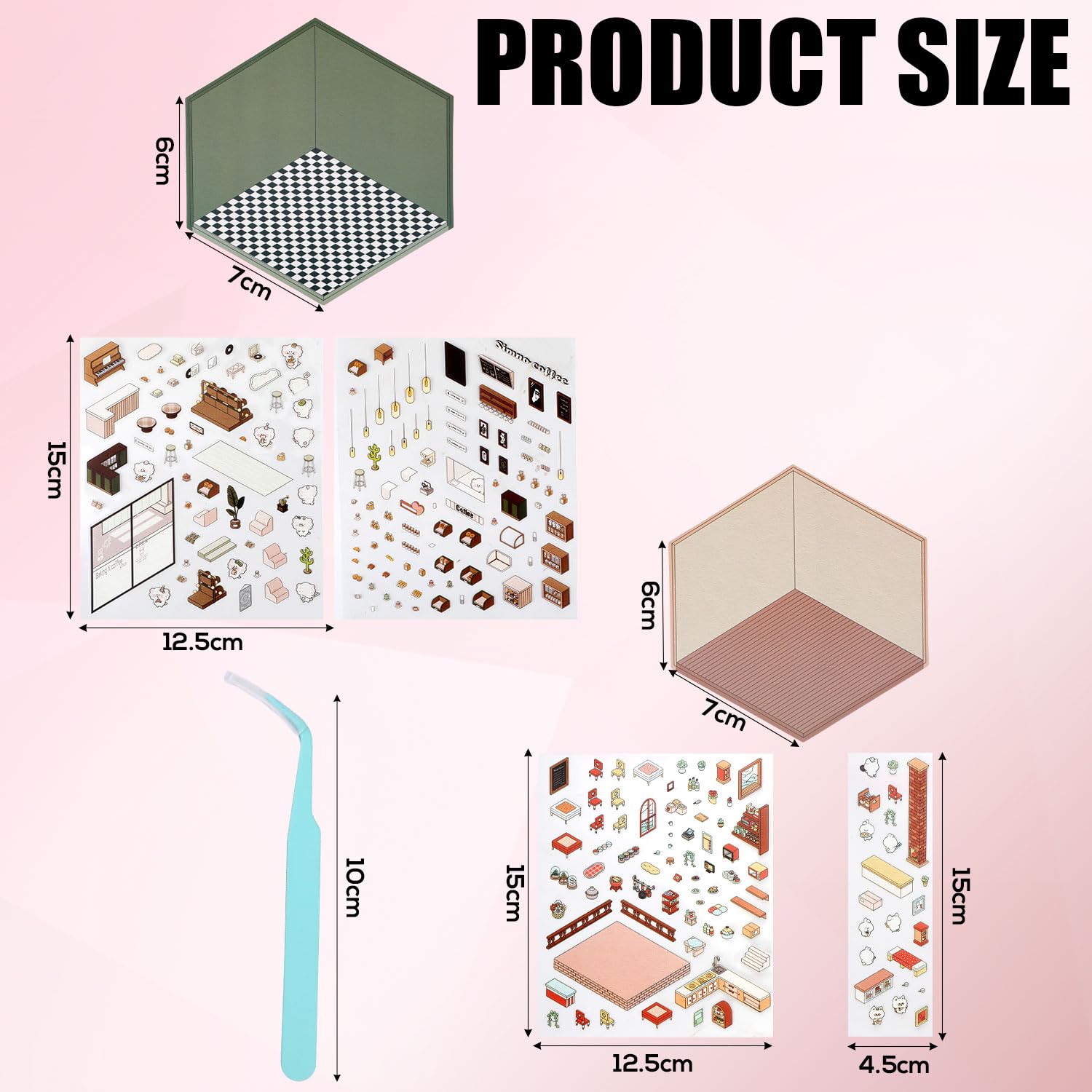 Kit Artisanat Stickers Kit Autocollants 3D Maison DIY - 4 Scènes à Créer - Avec Pince - Loisir Créatif Adultes Et Enfants Décoration Maison 3d