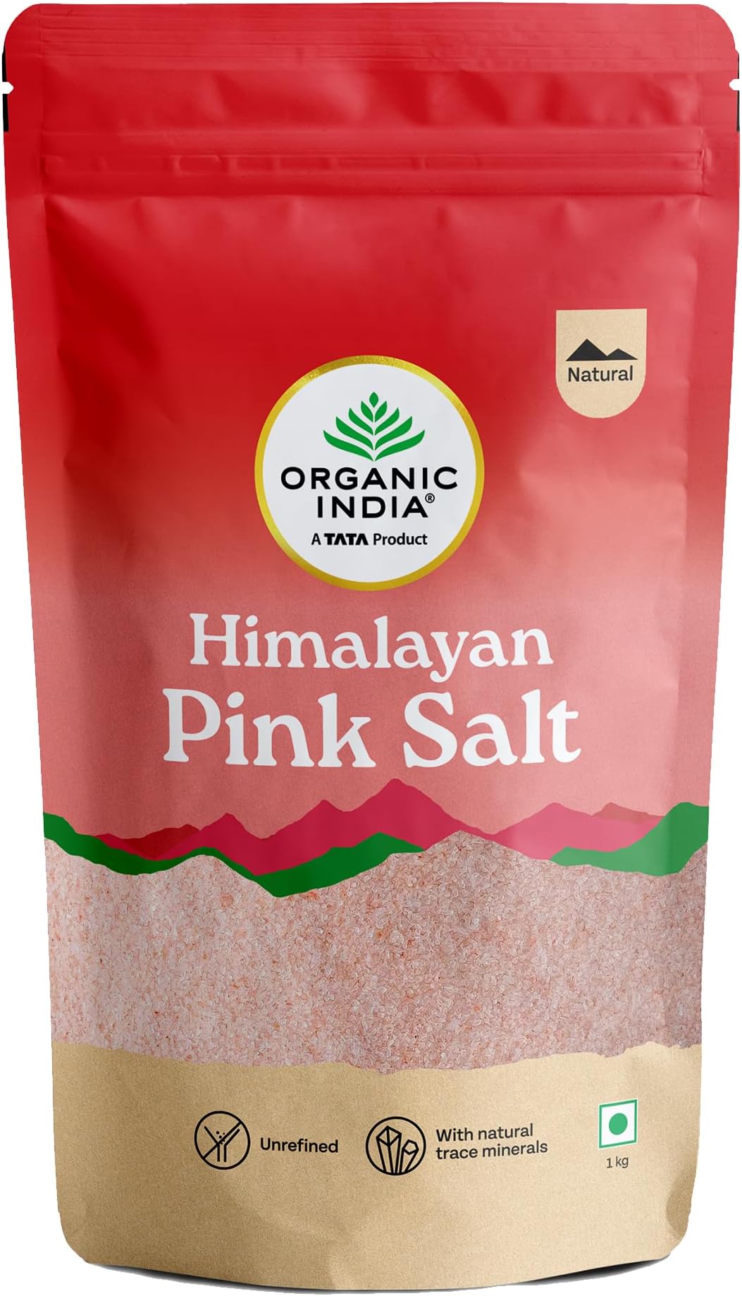 A TATA Product - Organic India Pink Rock Salt, 1Kg Pouch