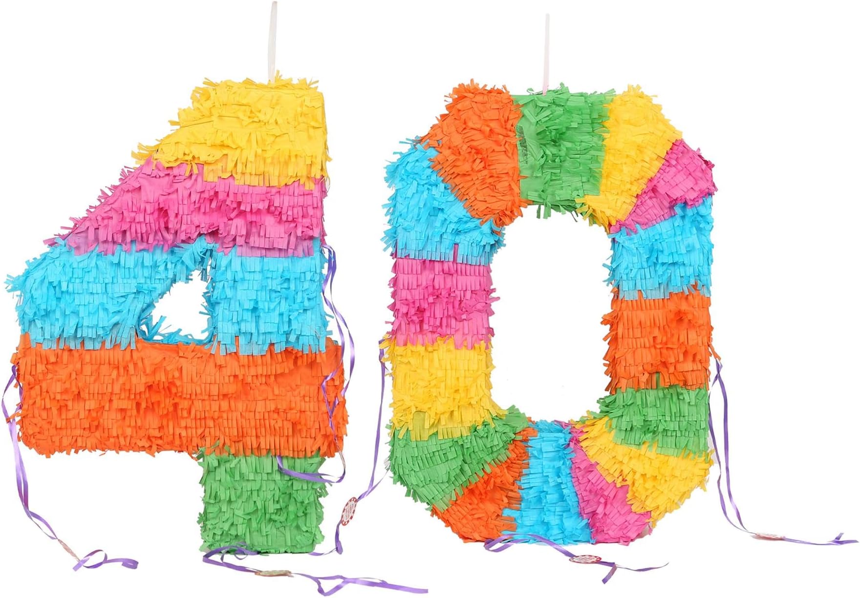 Fax Potato 2pc 40th Birthday Pinata & Blindfold Set - Multi - Mexican Kids Girls Boys Birthday Large Party Parties Games Decorations Kit