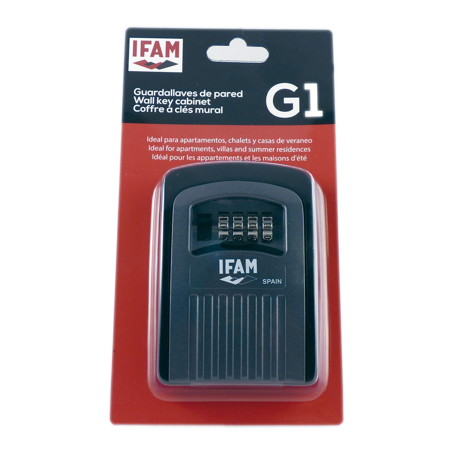 IFAM Guardallaves de Pared G1 con Combinación de 4 Dígitos, Capacidad para 5 Llaves, Caja de Seguridad de Aleación de Aluminio, Candado Fijo para Exterior, Deportes y Alquiler Vacacional
