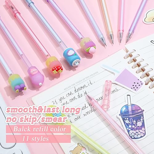 Miniatura 5 de Sabary Juego de 228 piezas de papel estacionario kawaii que incluye estuche telescópico para lápices, bolsa de tinta de gel, bolígrafo de notas