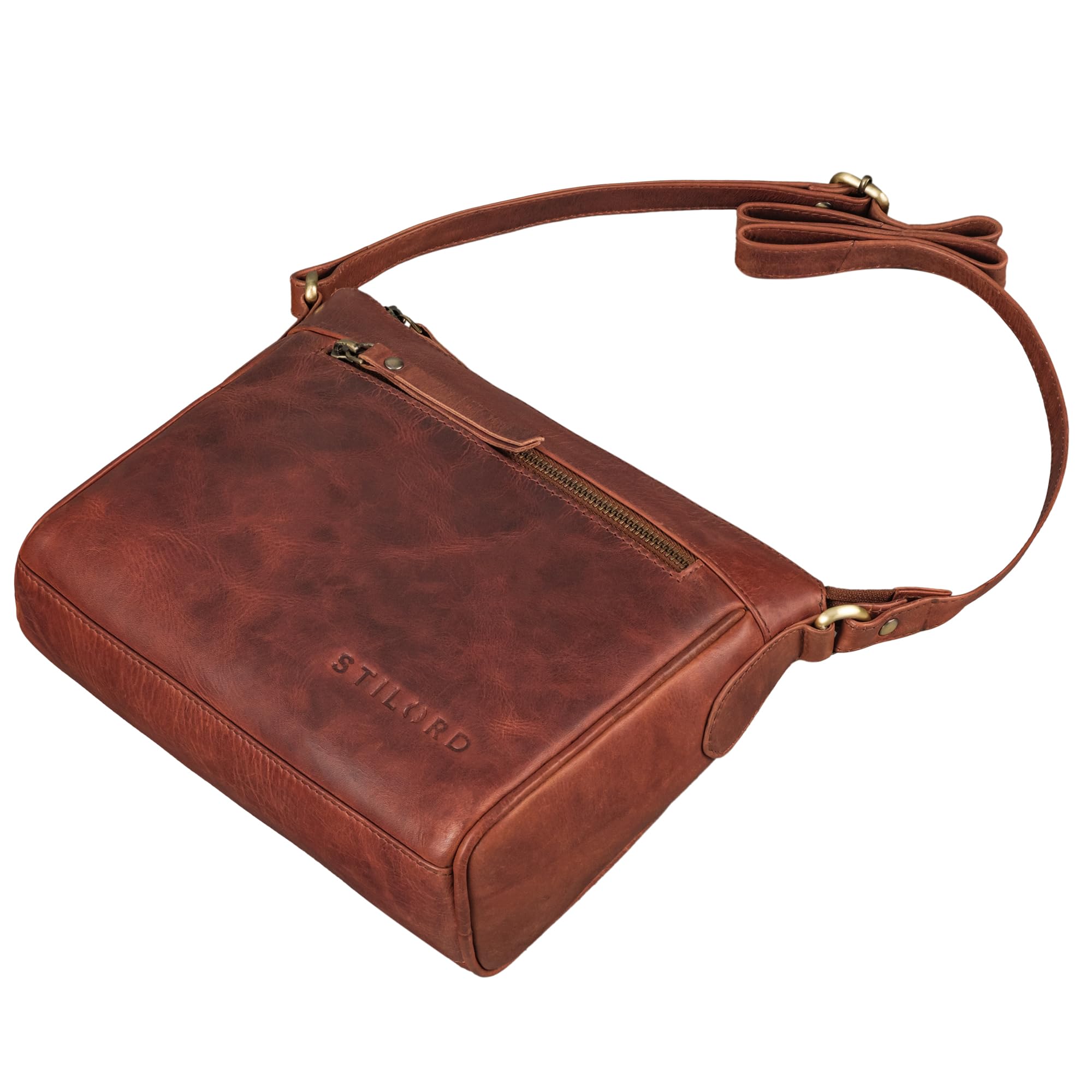 STILORD "Mirabelle Ledertasche Damen zum Umhängen - zeitlose Tasche perfekt als Umhängetasche Schultertasche Freizeittasche Handtasche zum Umhängen Echtes Leder Farbe:schwarz