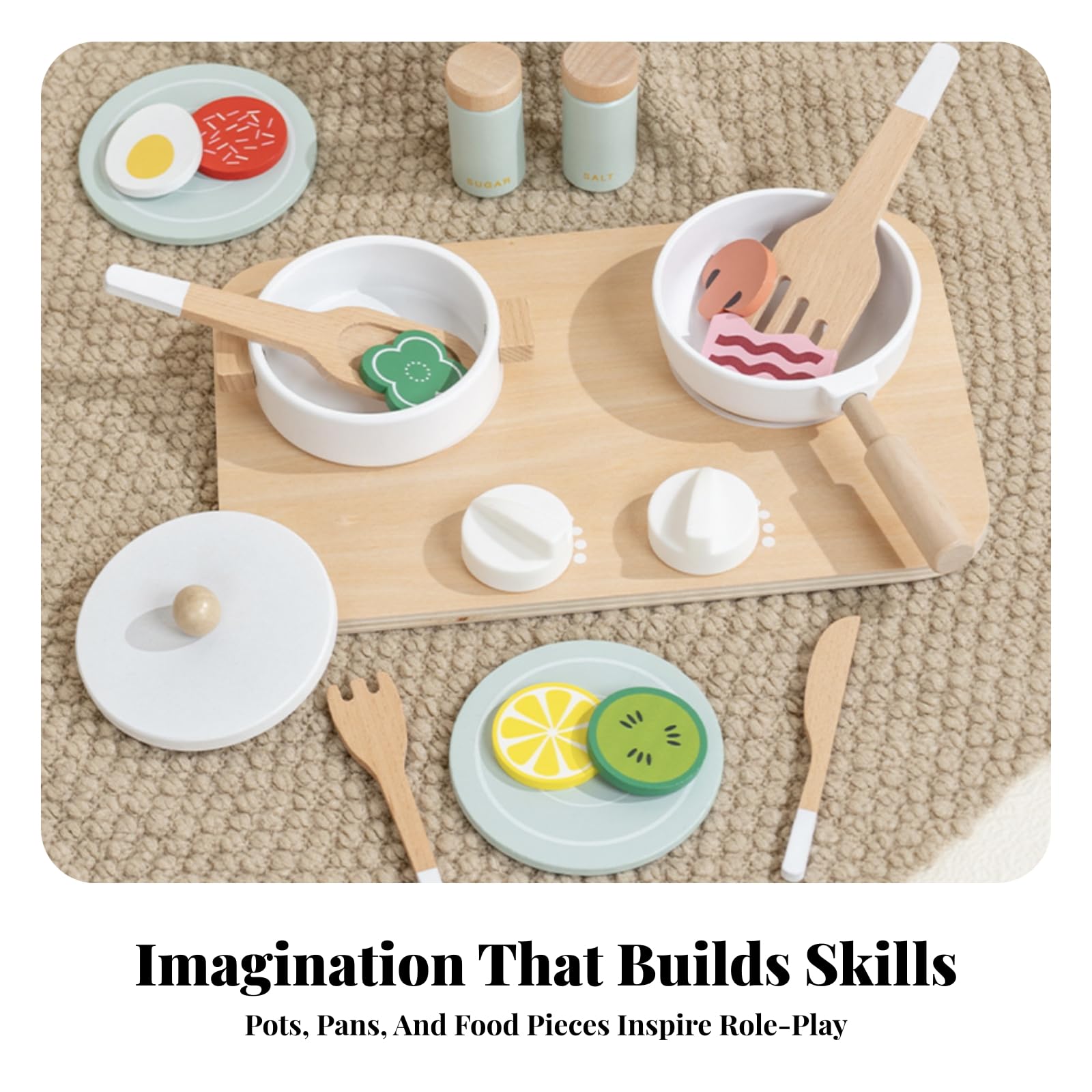 Gioco di Ruolo in Legno Didattico Angoli Arrotondati Sicuri, in Legno per Bambini, Design Stile pedagogico, Asilo