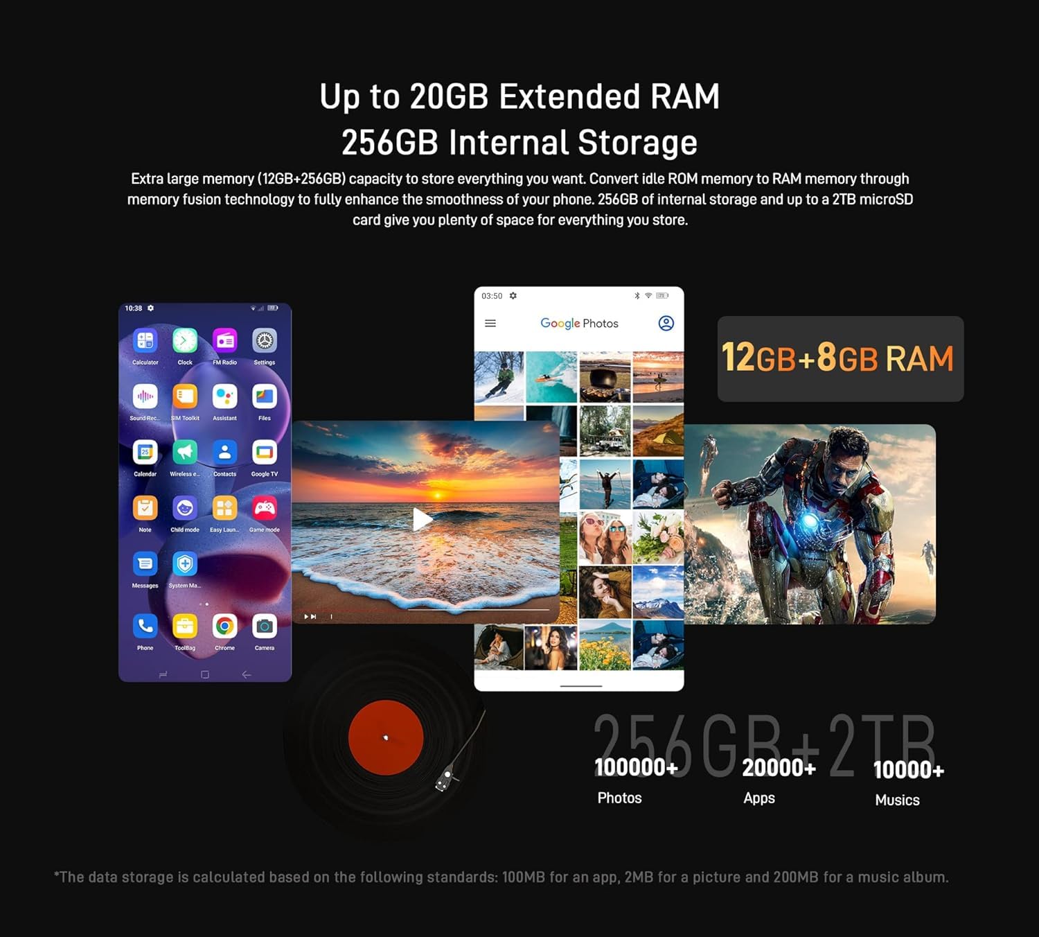 VMAX Zewnętrzny telefon komórkowy 5G bez umowy, rozmiar 20 GB + 256 GB, duża bateria, 22000 mAh, aparat 108 MP, 6,6" FHD+ 120 Hz, zewnętrzny smartfon z systemem Android, podwójna karta SIM,