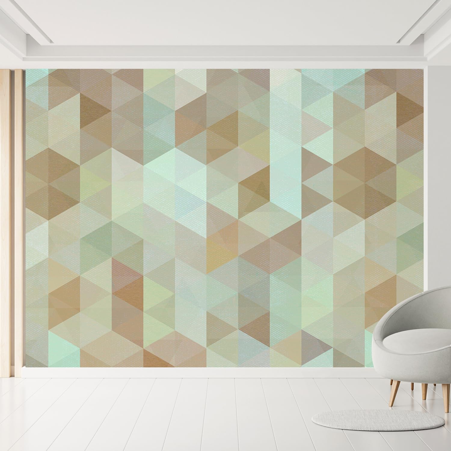 MUDECOR Wall Mural Modern Geometric Triangles Subtle Pastel Colors Not Peel and Stick, Non-Woven Wallpaper Wall Decoration for Bedroom Living Room - 132"x192"
