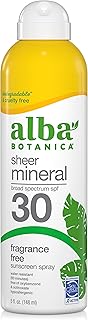 Sheer Mineral Sunscreen Spray, SPF 30, Fragrance-Free Broad Spectrum, Water Resistant and Biodegradable, 5 fl. Oz. Bottle