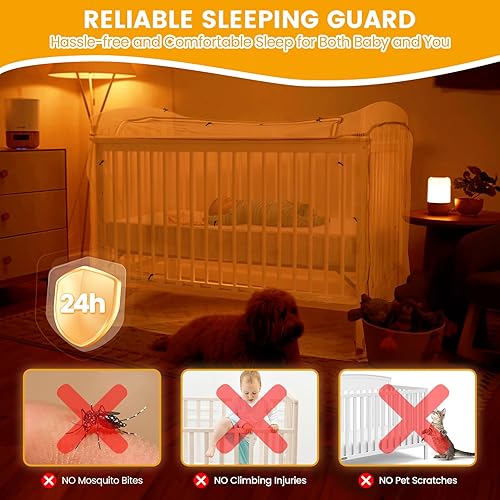 Miniatura 2 de Orzbow Toldo para cuna – Funda para cuna para evitar que el bebé salga, protege de trepar y, insectos, mosquitos, mosquitero cifrado para bebé con