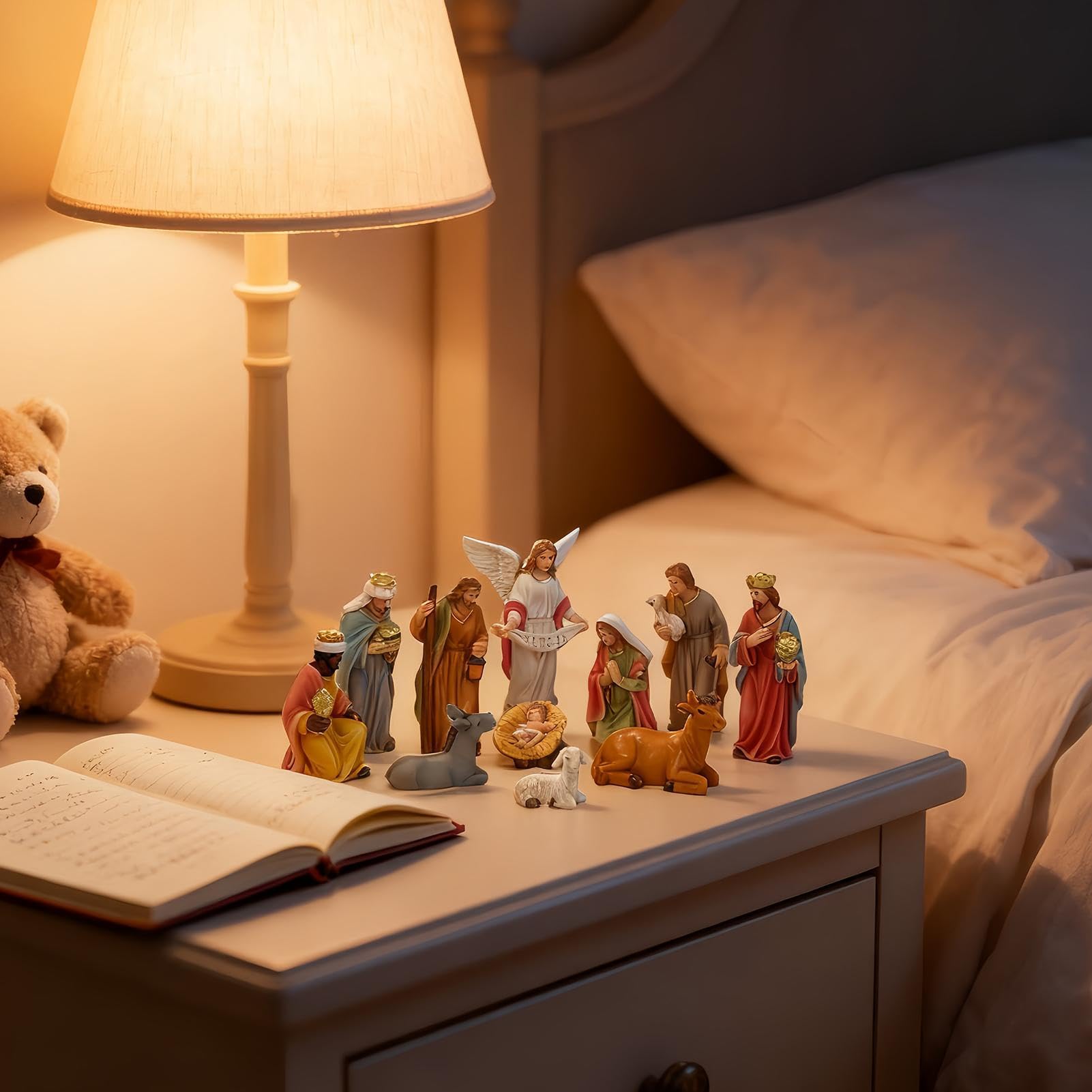 Christmas Nativity Scene, Set de nativity de resina, figuras cristianas | Holiday Nativity Decor for Home, Church, Table, Shelf, Fireplace, Office & Christmas Display