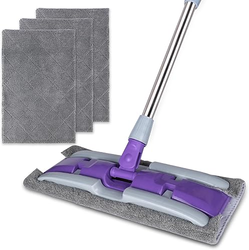 Miniatura 6 de ITTAHO Paquete de 3 almohadillas de repuesto de microfibra para trapeador de 14 pulgadas, de madera dura y suelos duros, lavables a máquina, tamaño