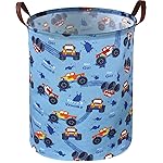 Sanjiaofen Kids Boys Hamper, Kids Laundry Basket Collapsible Monster Truck Storage Baskets for Boy Room Decor,Office,Toy Organizer,Gift Hamper(Monster trucks) 